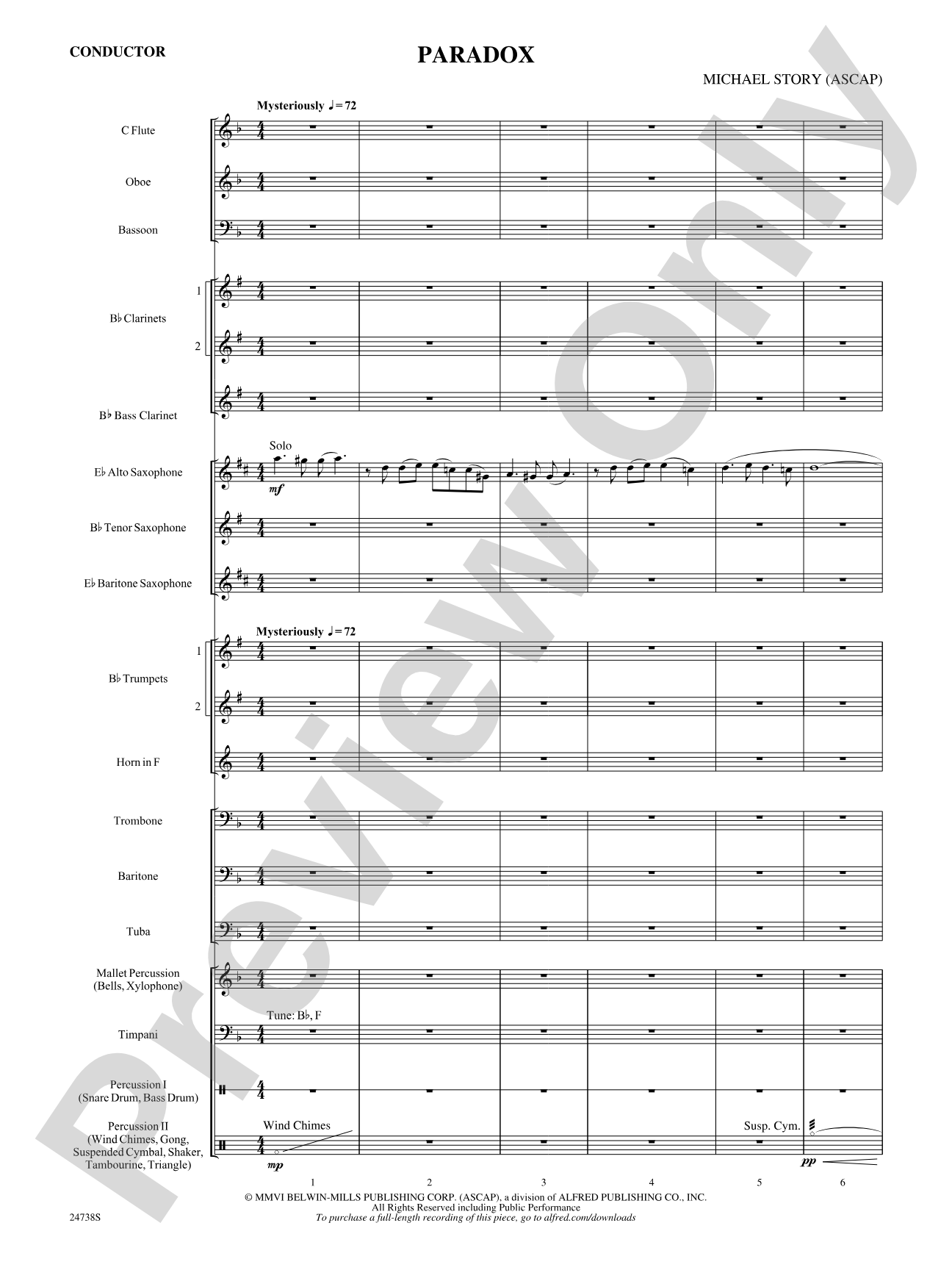 Paradox: Concert Band Conductor Score & Parts