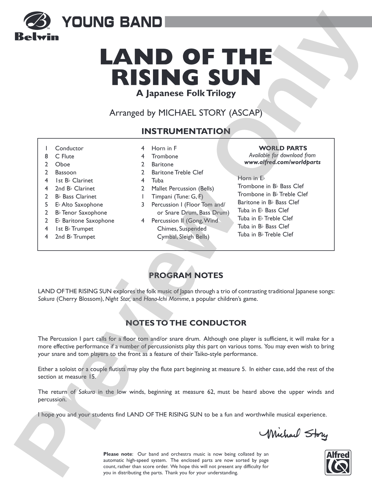 Land of the Rising Sun (A Japanese Folk Trilogy): Score