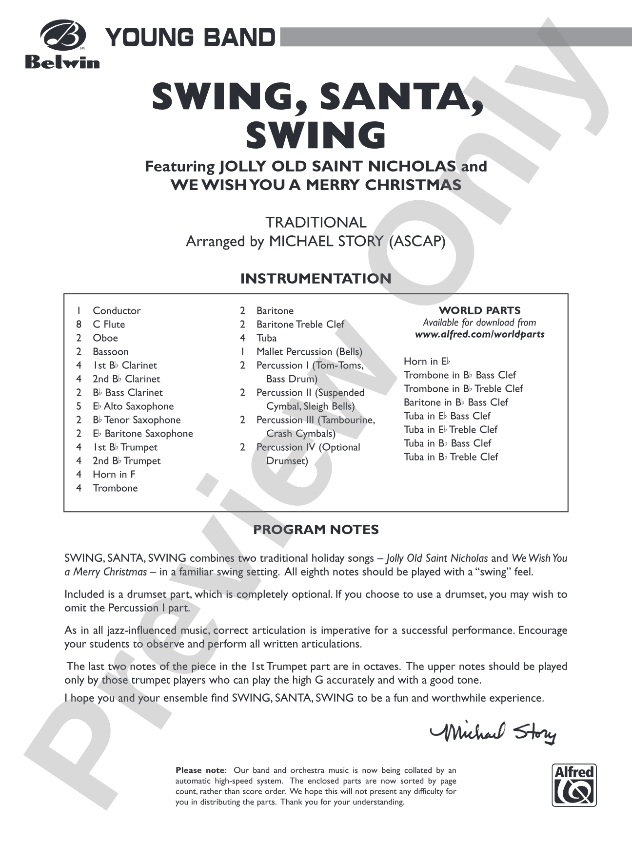 Swing, Santa, Swing: Concert Band Conductor Score & Parts