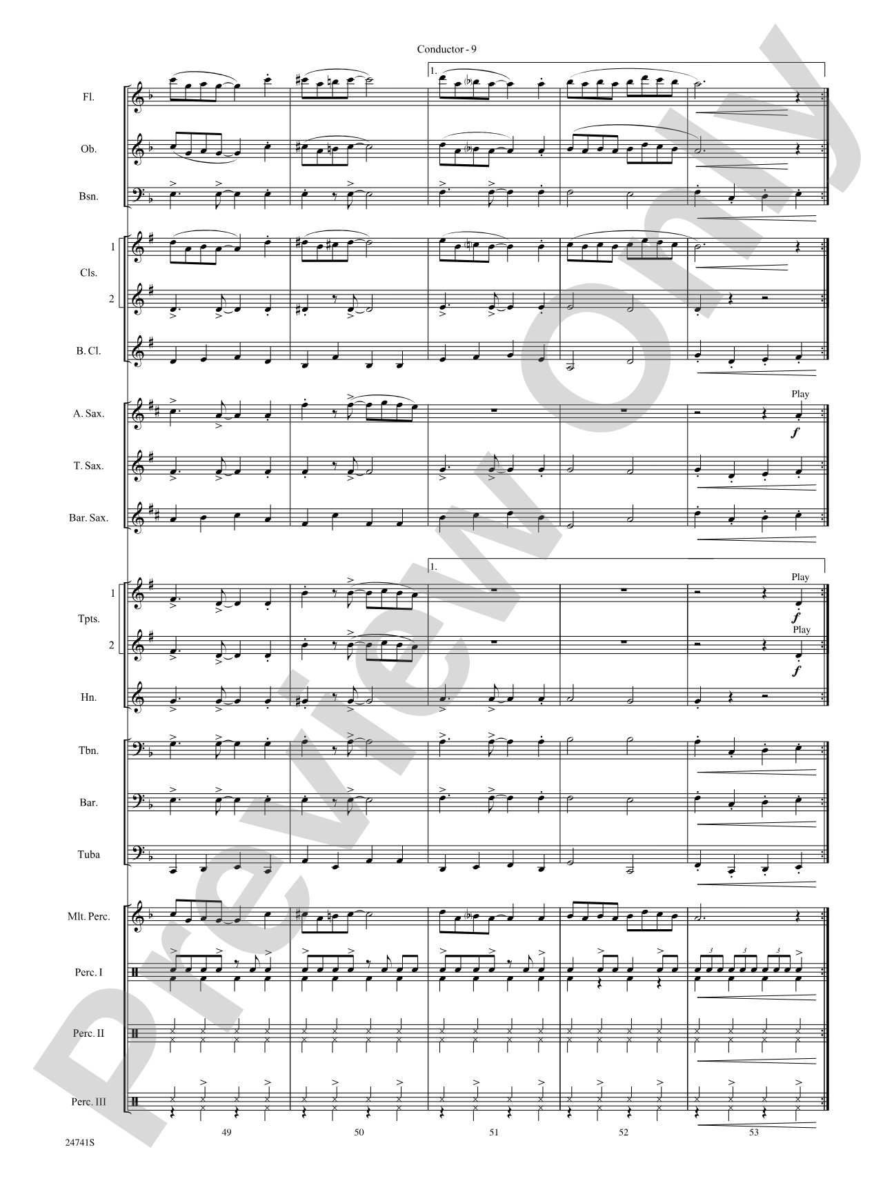 Swing, Santa, Swing: Concert Band Conductor Score & Parts