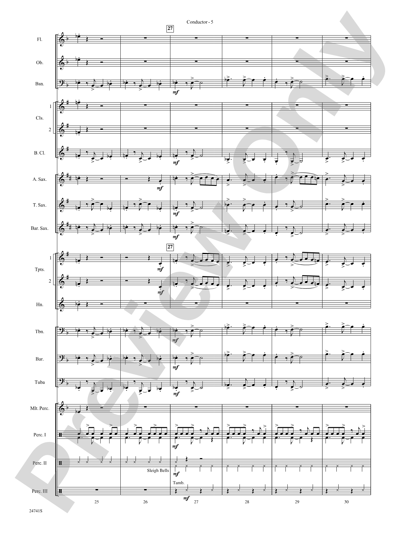 Swing, Santa, Swing: Concert Band Conductor Score & Parts
