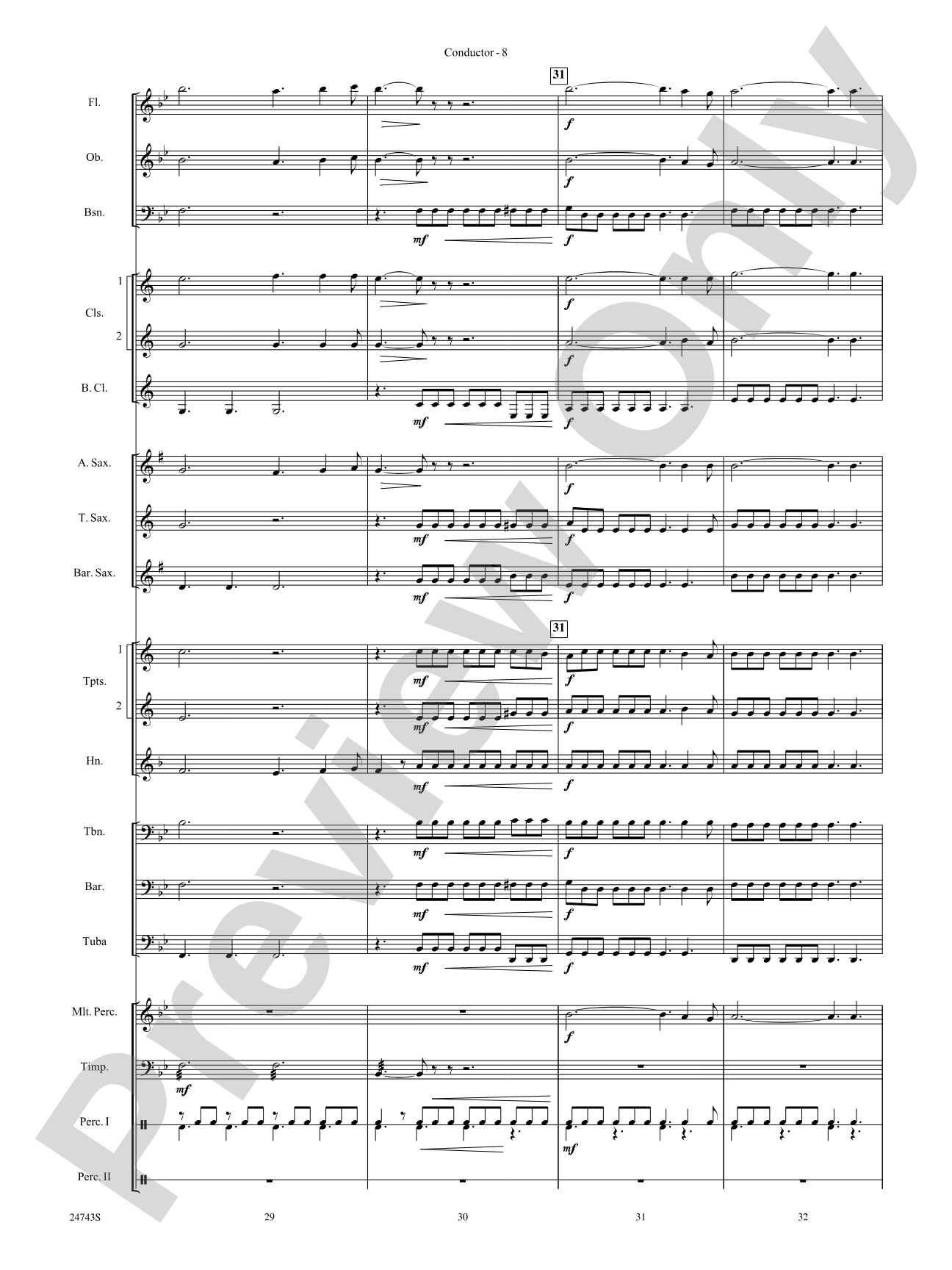 O Holy Night (Cantique de Noel): Concert Band Conductor Score & Parts