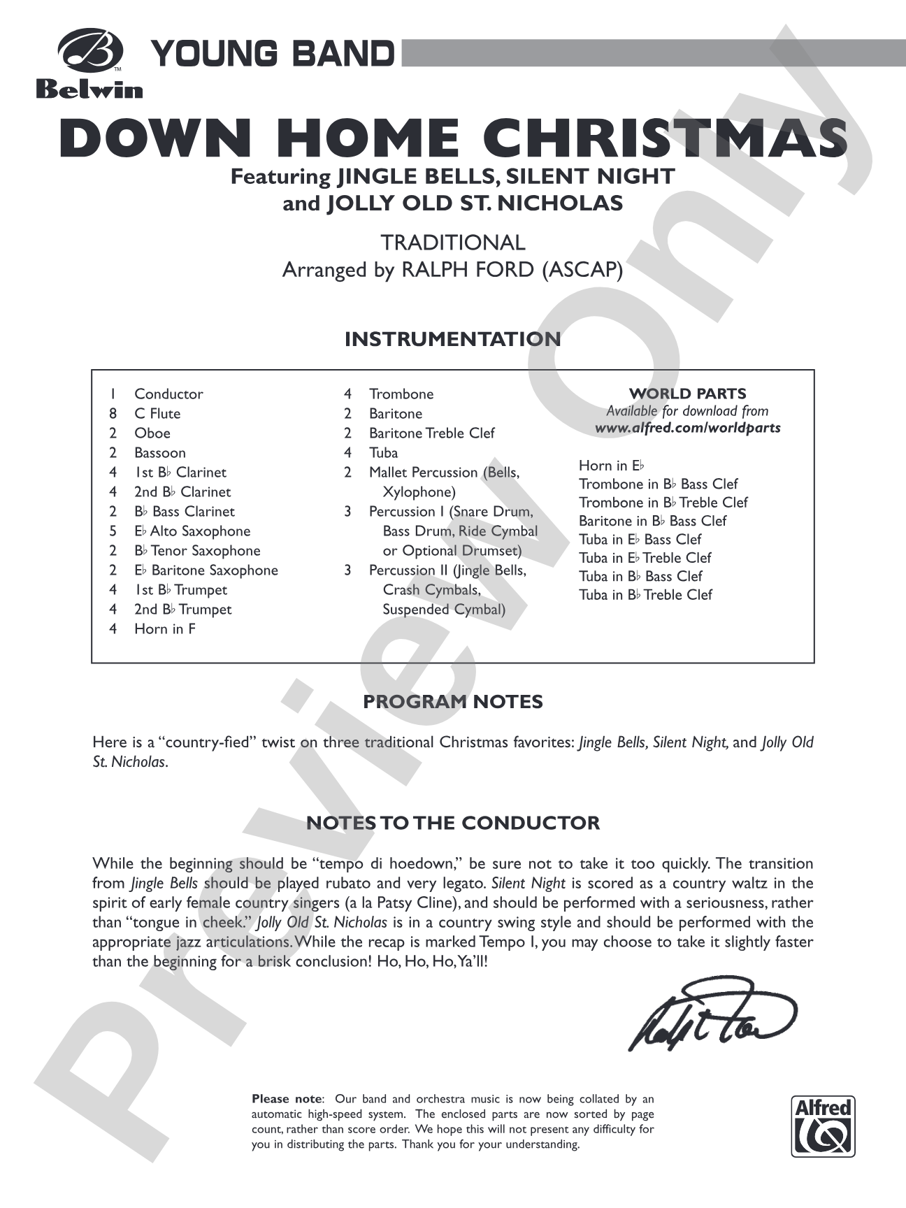 Down Home Christmas: Concert Band Conductor Score & Parts