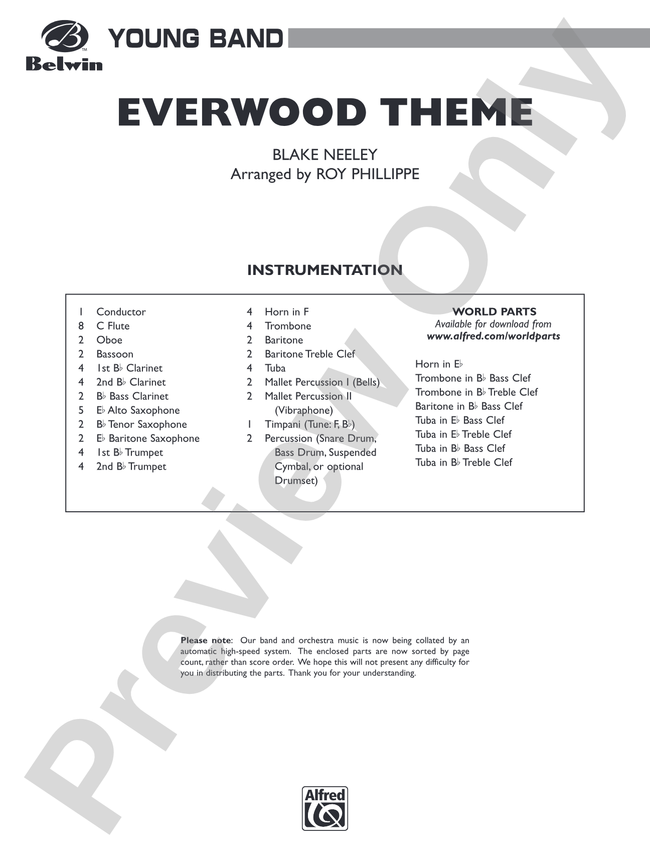 Everwood Theme: Concert Band Conductor Score & Parts