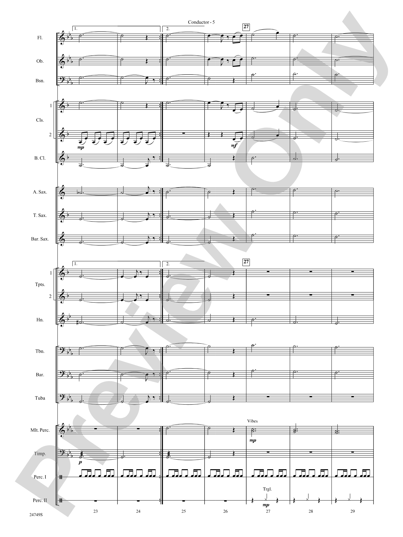 March of the Penguins, Opening Theme from (The Harshest Place on Earth): Concert Band Conductor Score & Parts