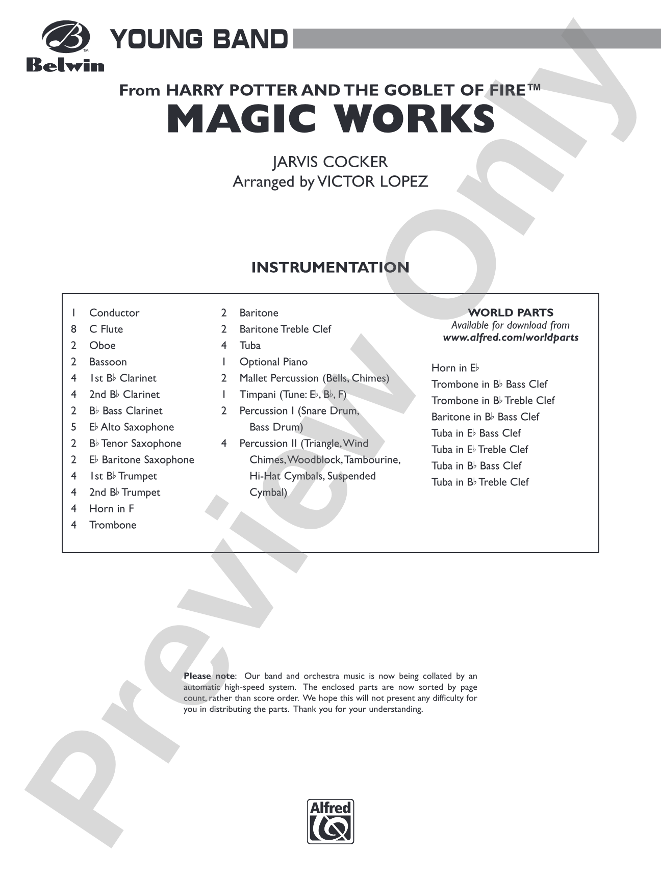 Magic Works (from Harry Potter and the Goblet of Fire): Score