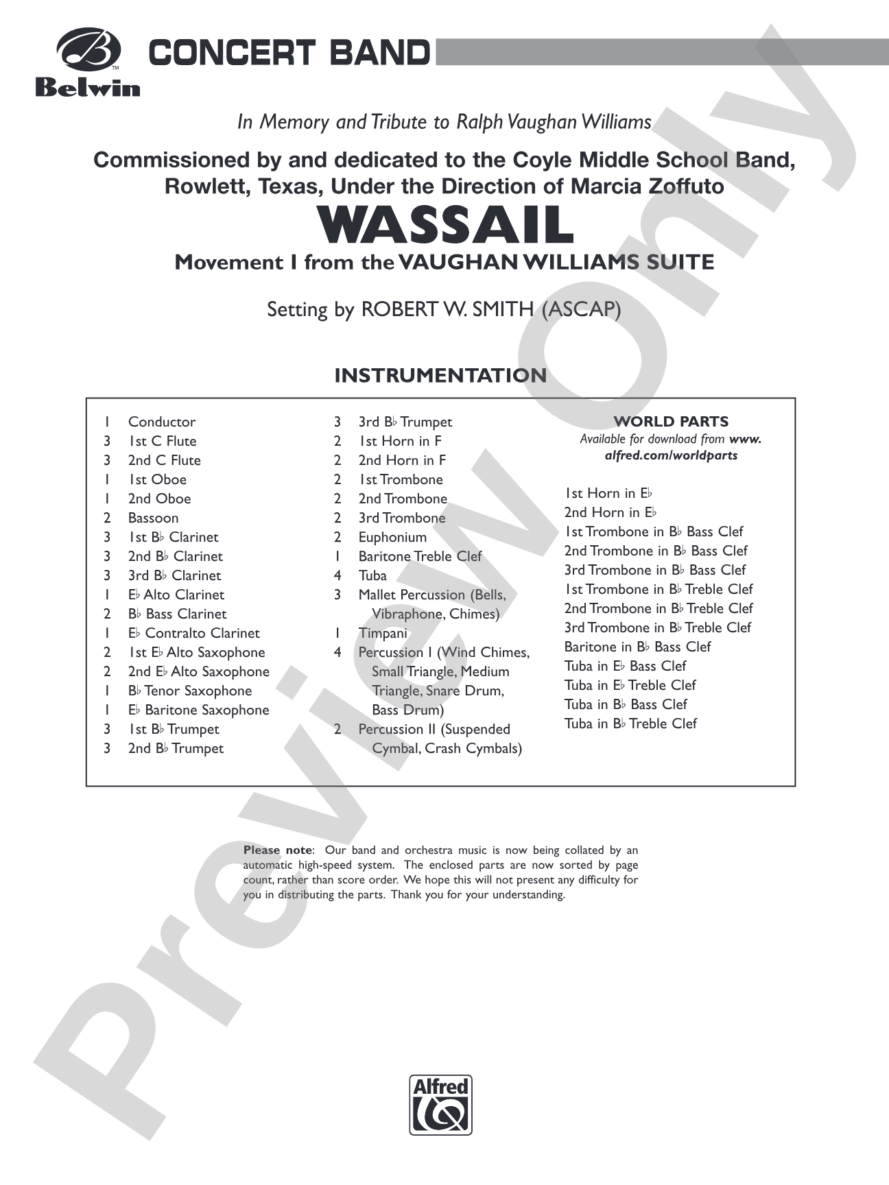 Wassail: Concert Band Conductor Score & Parts