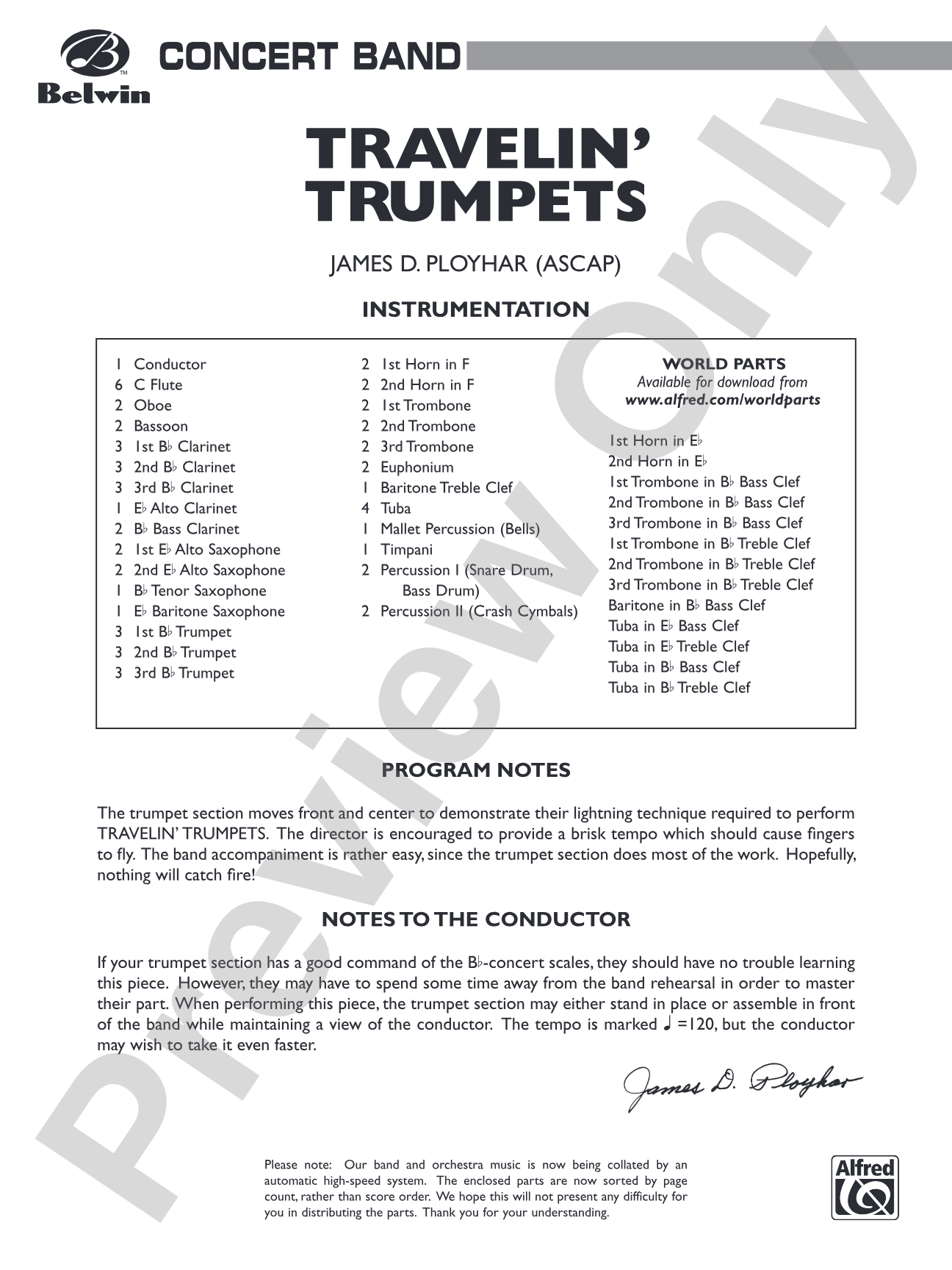 Travelin' Trumpets: Concert Band Conductor Score & Parts