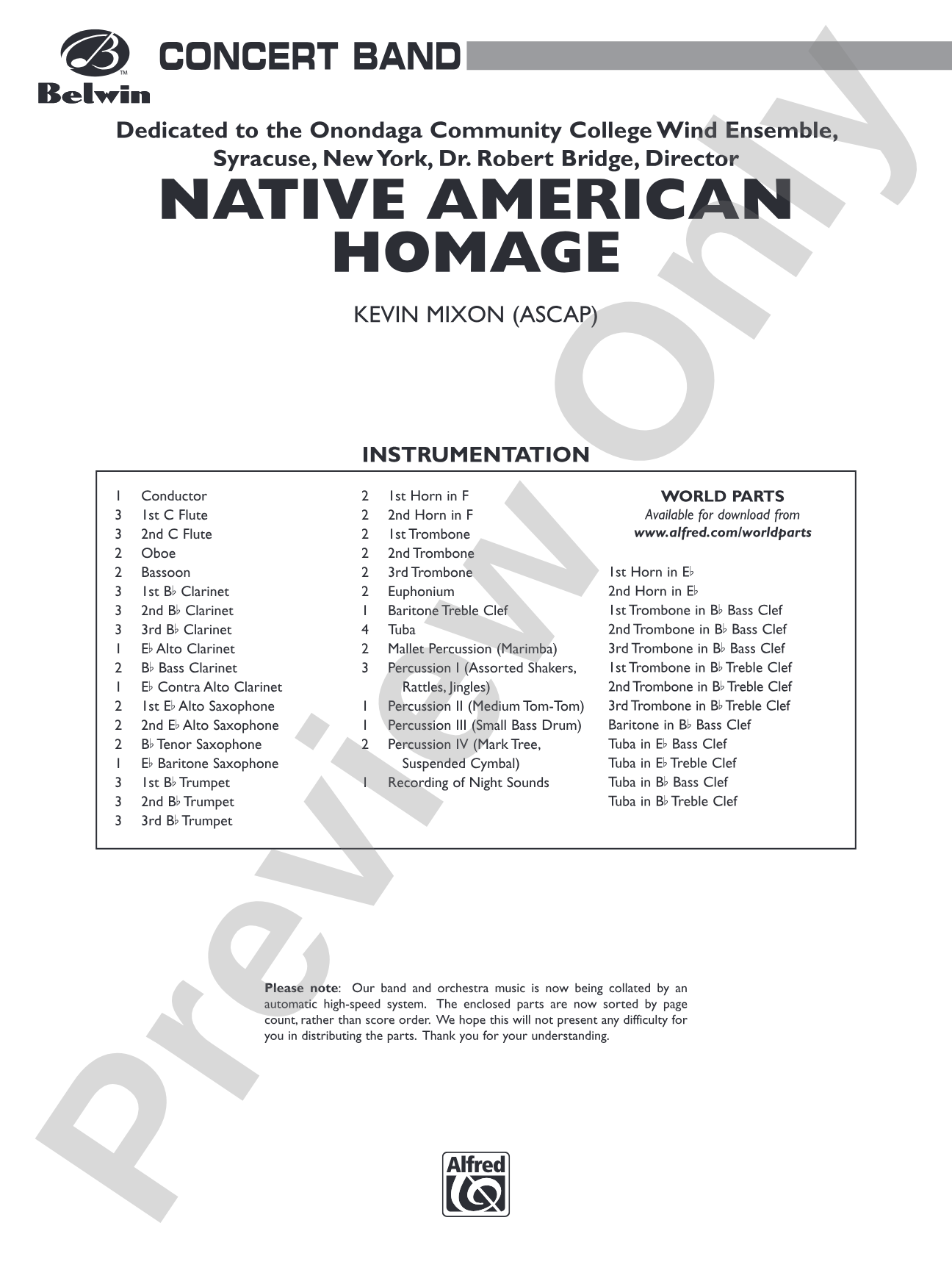 Native American Homage: Concert Band Conductor Score & Parts