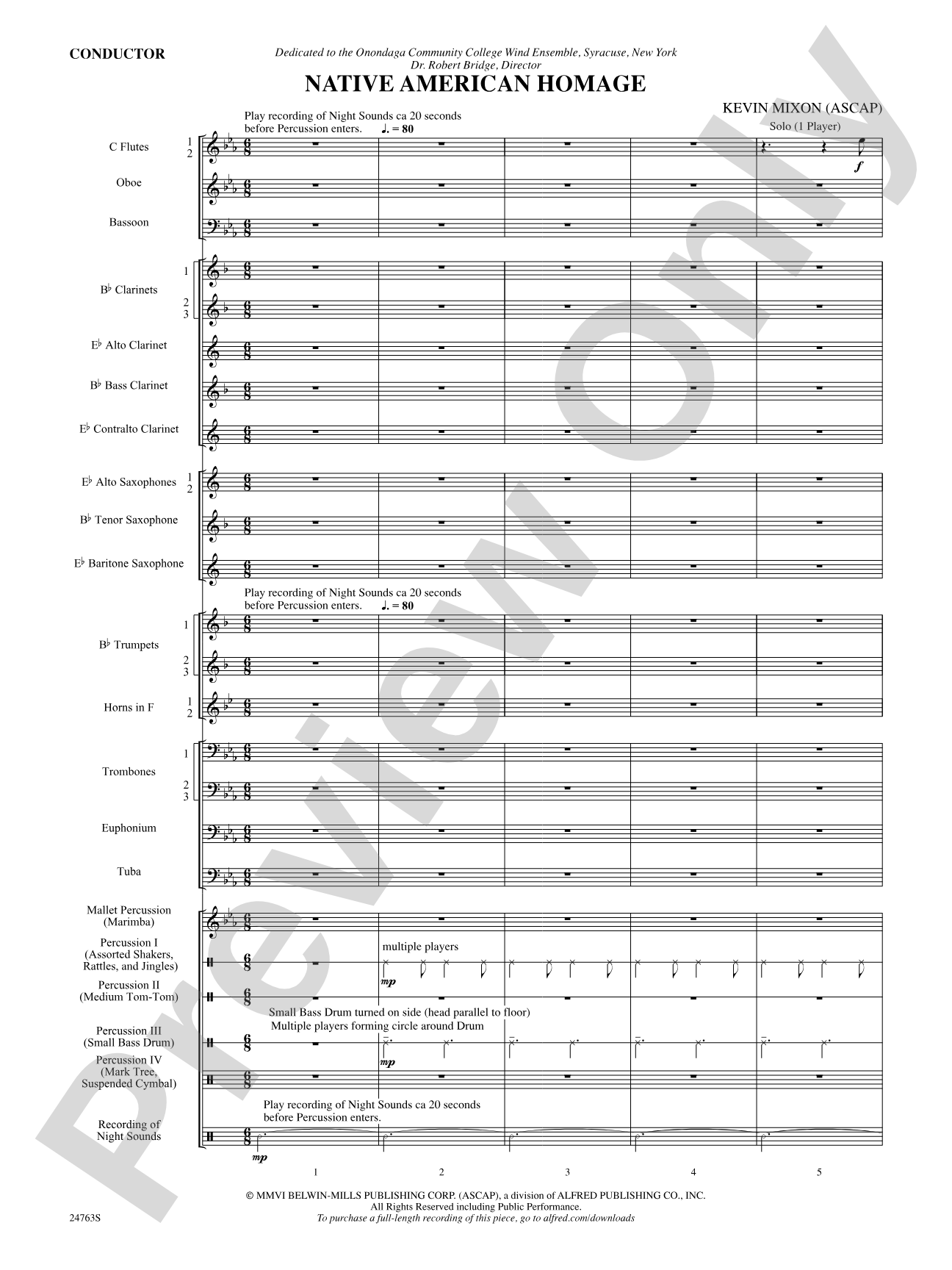 Native American Homage: Concert Band Conductor Score & Parts