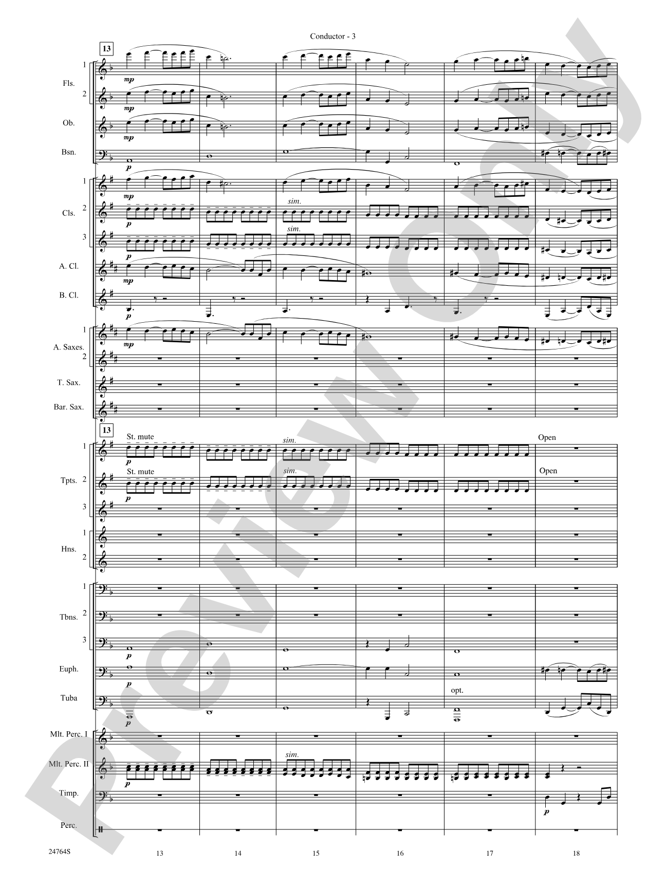 Pavane Pour Une Infante Defunte (Pavanne for a Dead Princess): Concert Band Conductor Score & Parts
