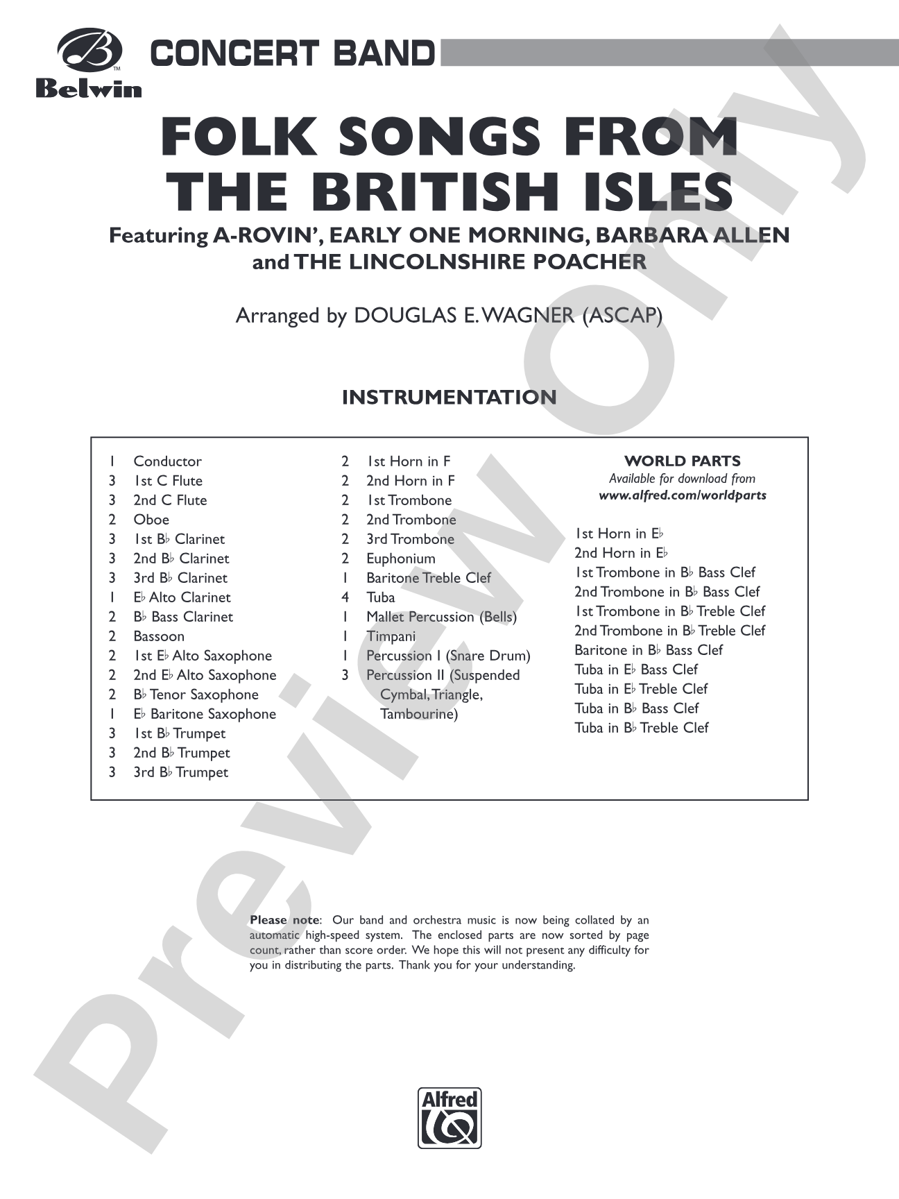 Folk Songs from the British Isles: Concert Band Conductor Score & Parts