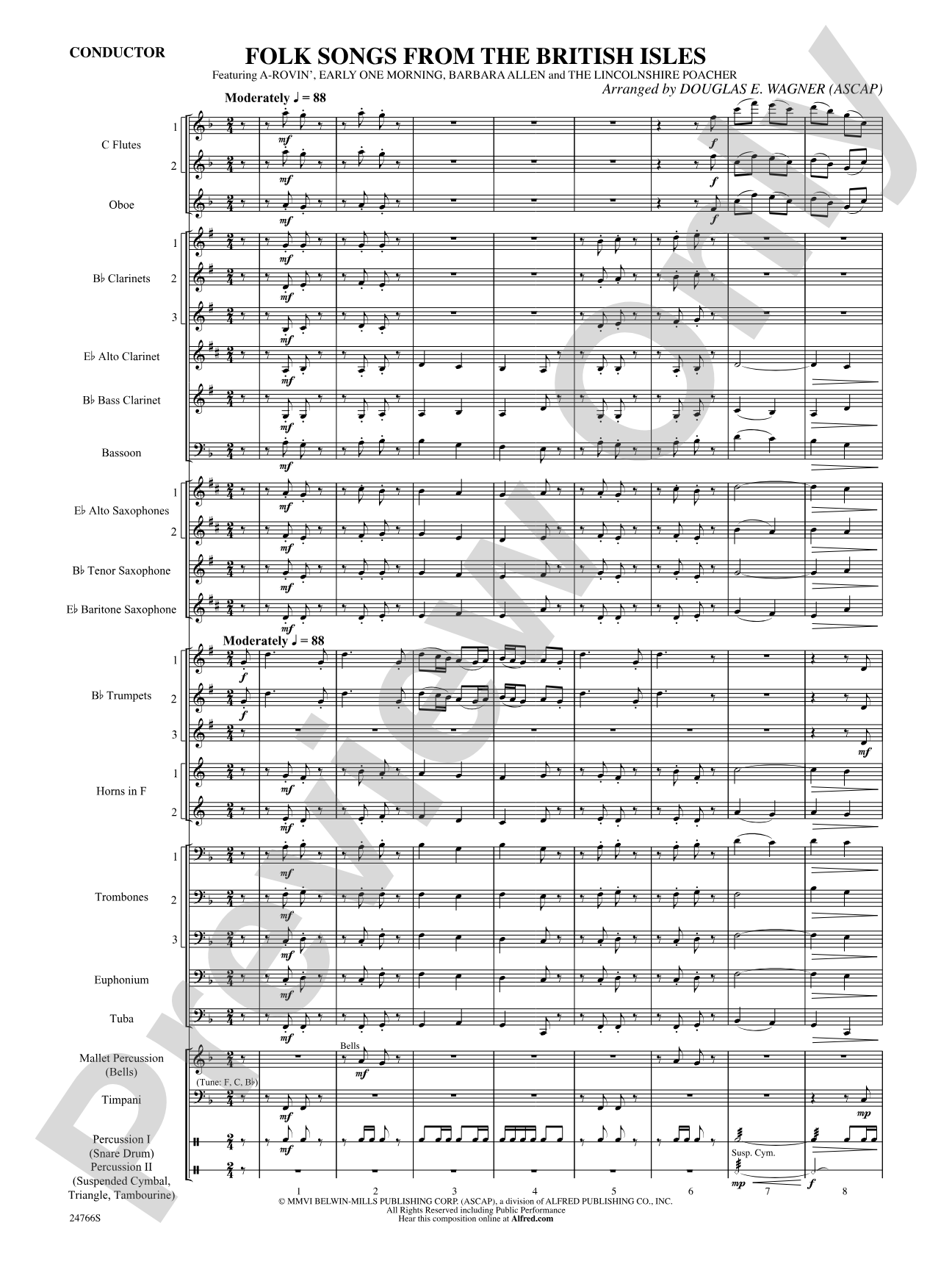 Folk Songs from the British Isles: Concert Band Conductor Score & Parts