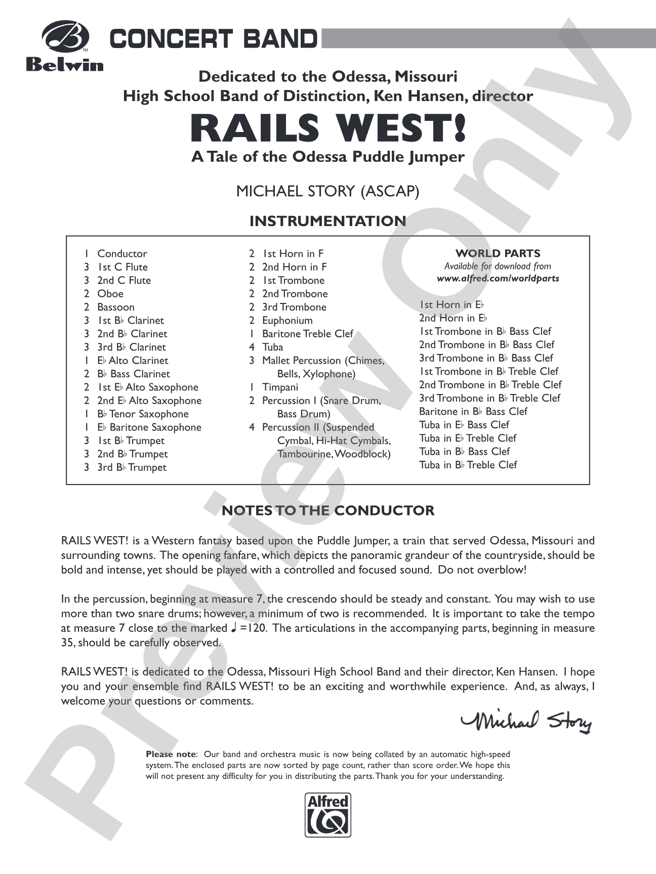 Rails West! (A Tale of the Odessa Puddle Jumper): Concert Band Conductor Score & Parts