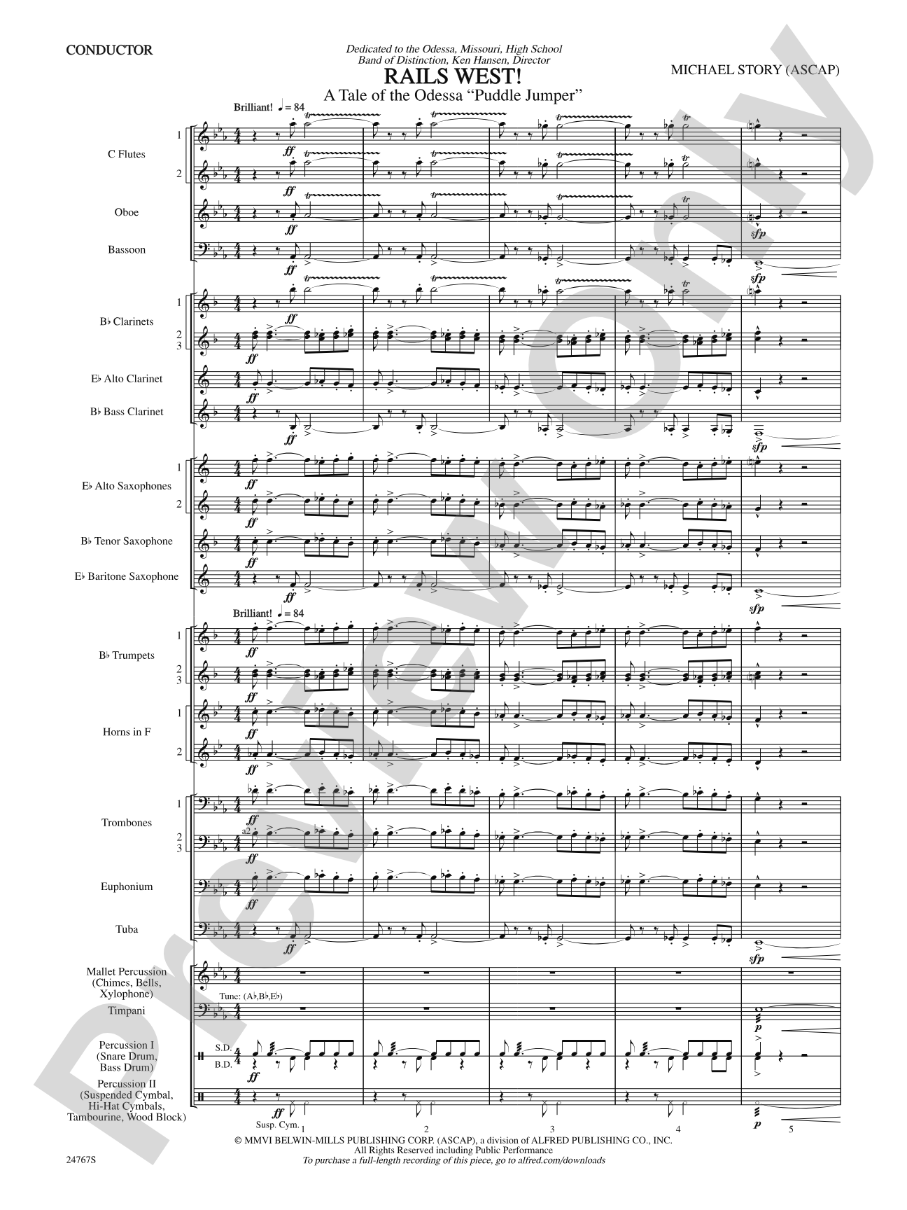 Rails West! (A Tale of the Odessa Puddle Jumper): Concert Band Conductor Score & Parts