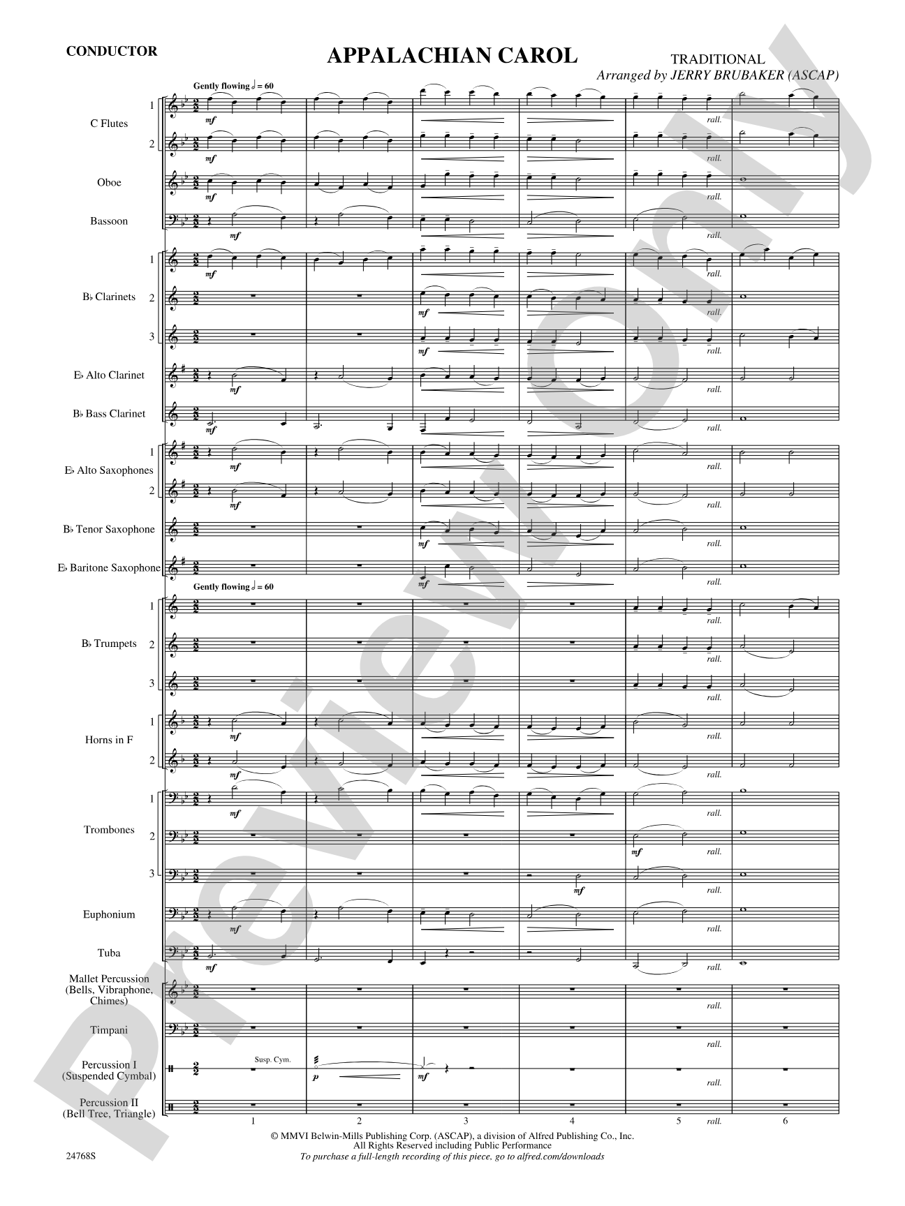 Appalachian Carol: Concert Band Conductor Score & Parts