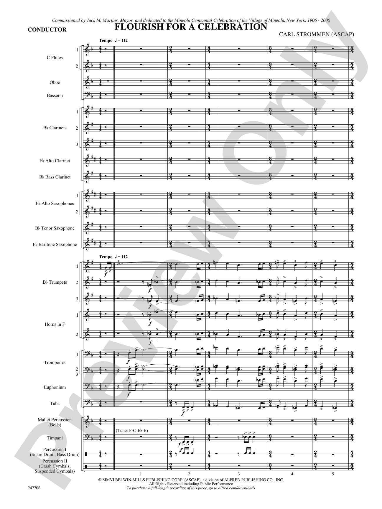 Flourish for a Celebration: Concert Band Conductor Score & Parts