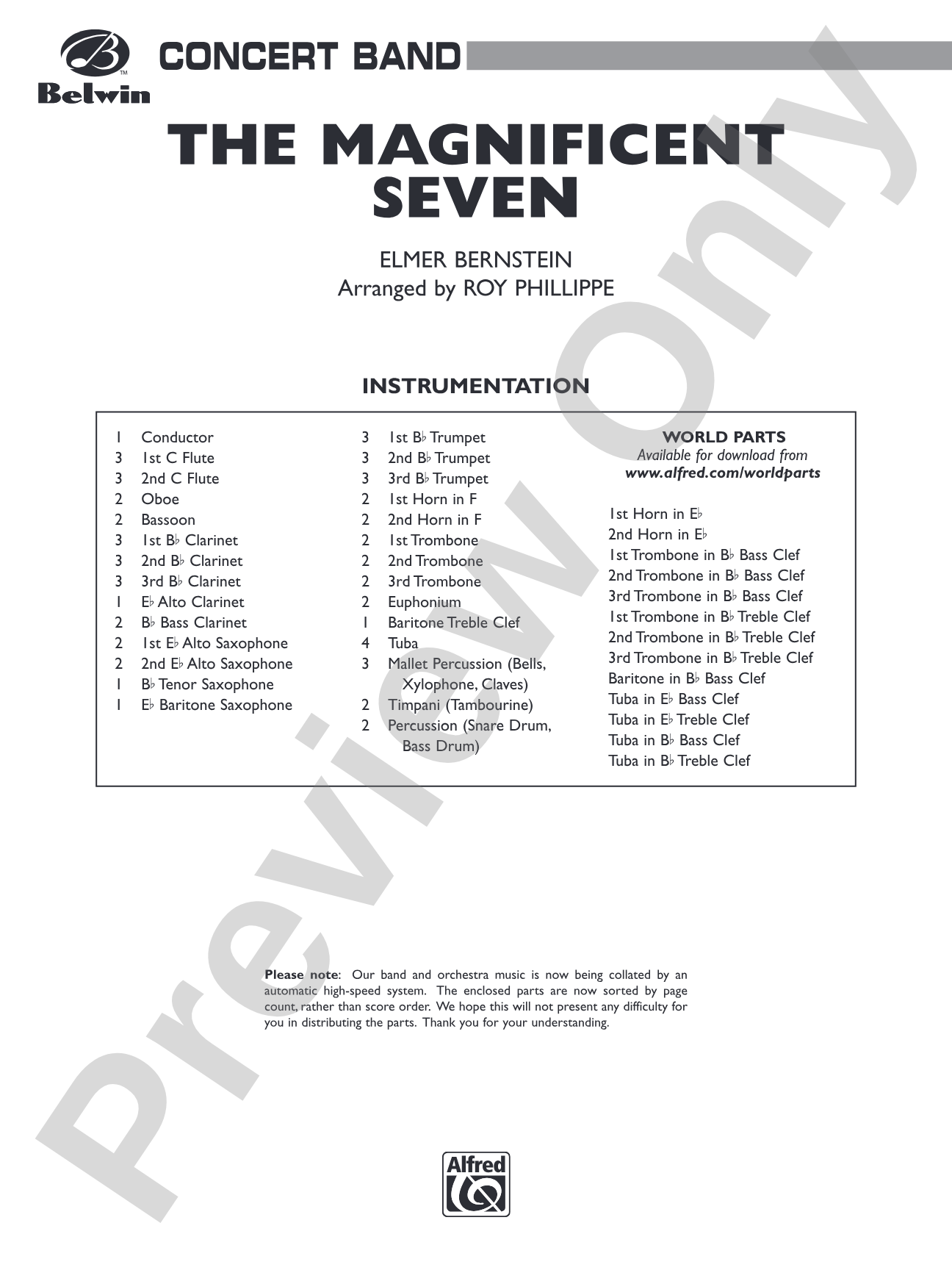 The Magnificent Seven: Concert Band Conductor Score & Parts