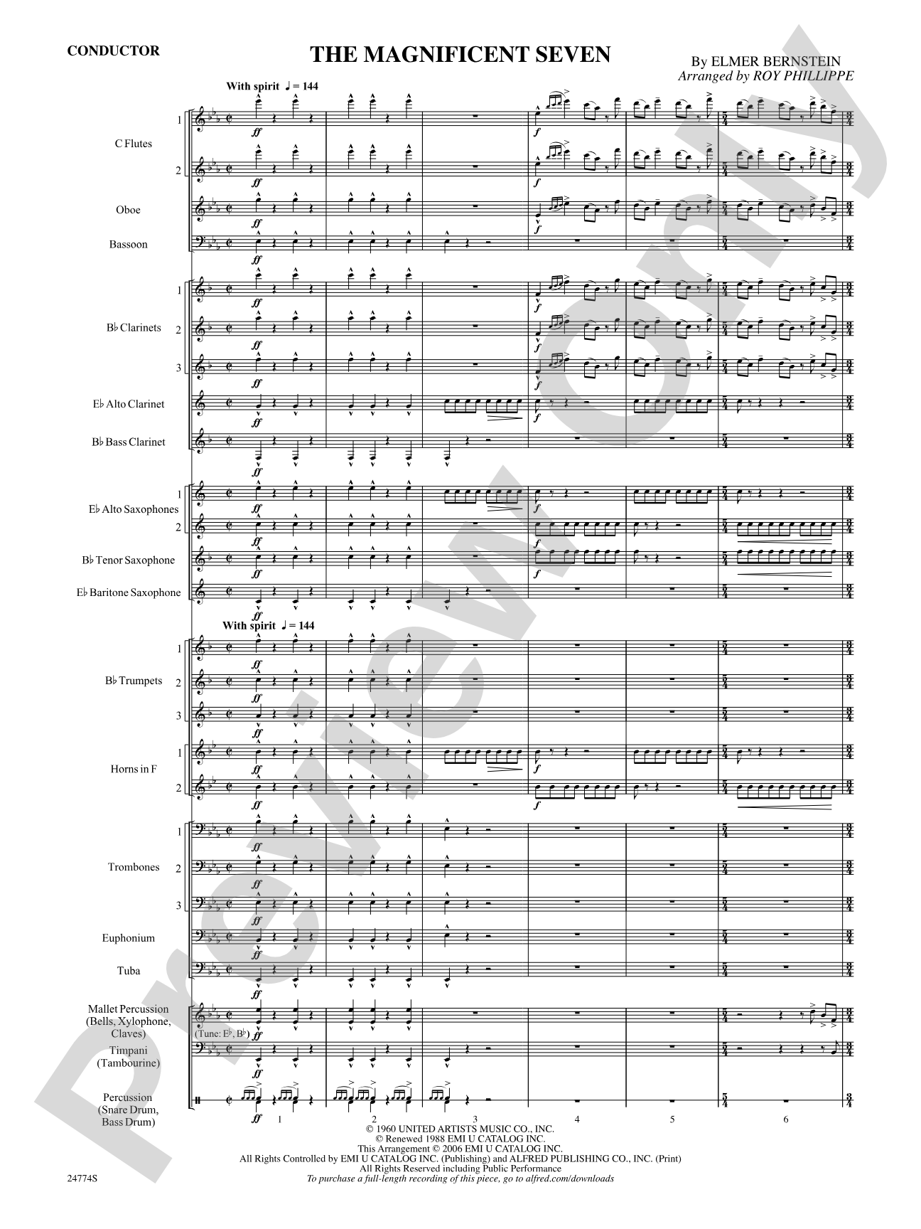 The Magnificent Seven: Concert Band Conductor Score & Parts