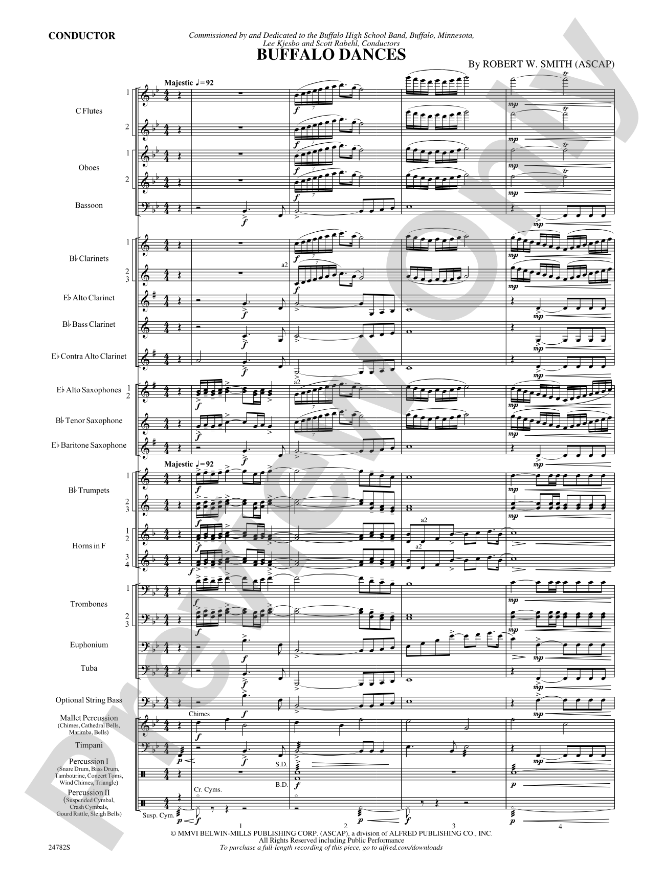 Buffalo Dances: Concert Band Conductor Score & Parts