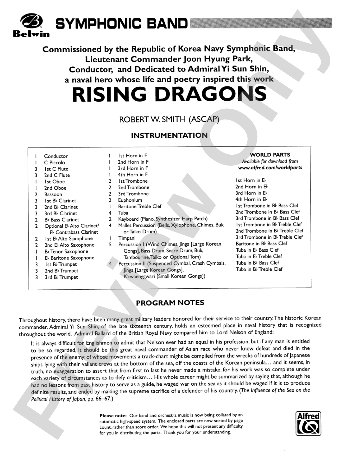 Rising Dragons: Concert Band Conductor Score & Parts