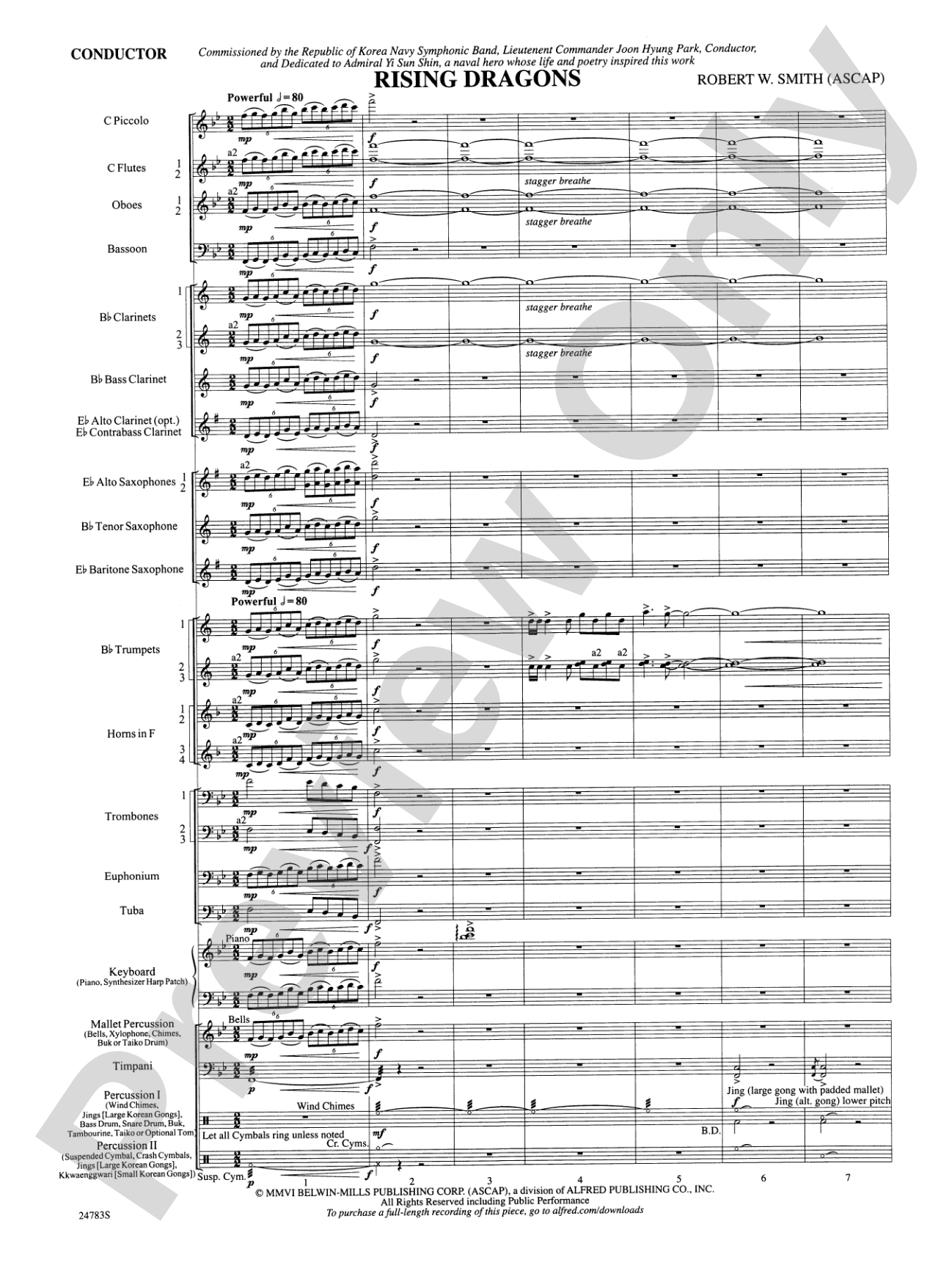 Rising Dragons: Concert Band Conductor Score & Parts