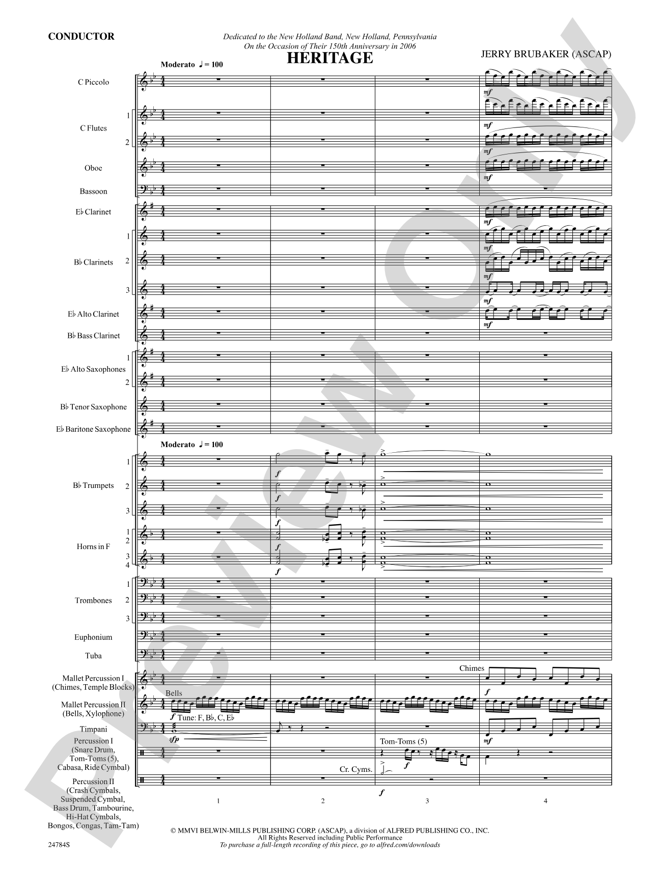 Heritage: Concert Band Conductor Score & Parts