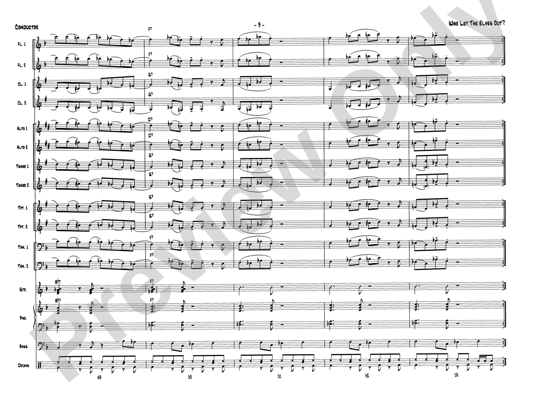 Who Let the Elves Out?: Jazz Ensemble Conductor Score & Parts