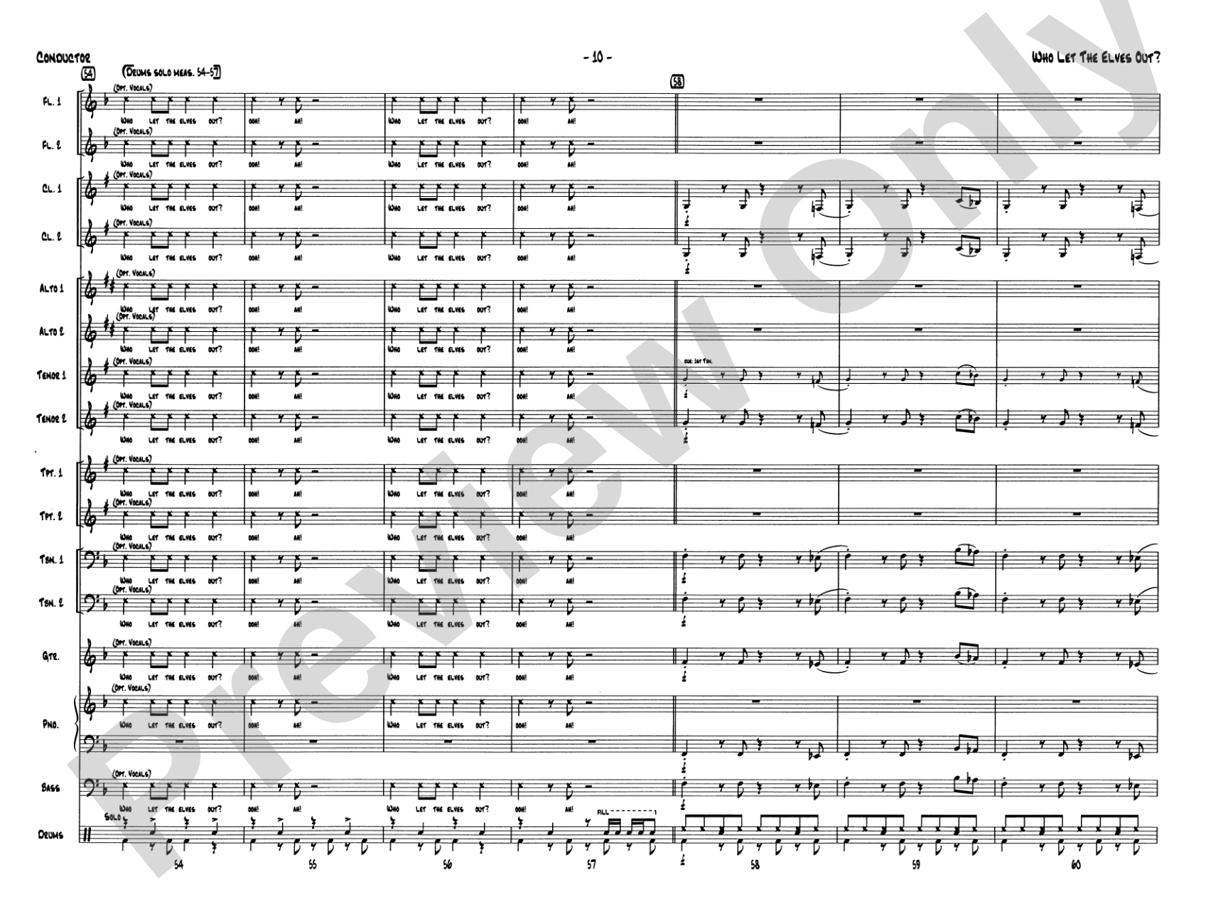 Who Let the Elves Out?: Jazz Ensemble Conductor Score & Parts
