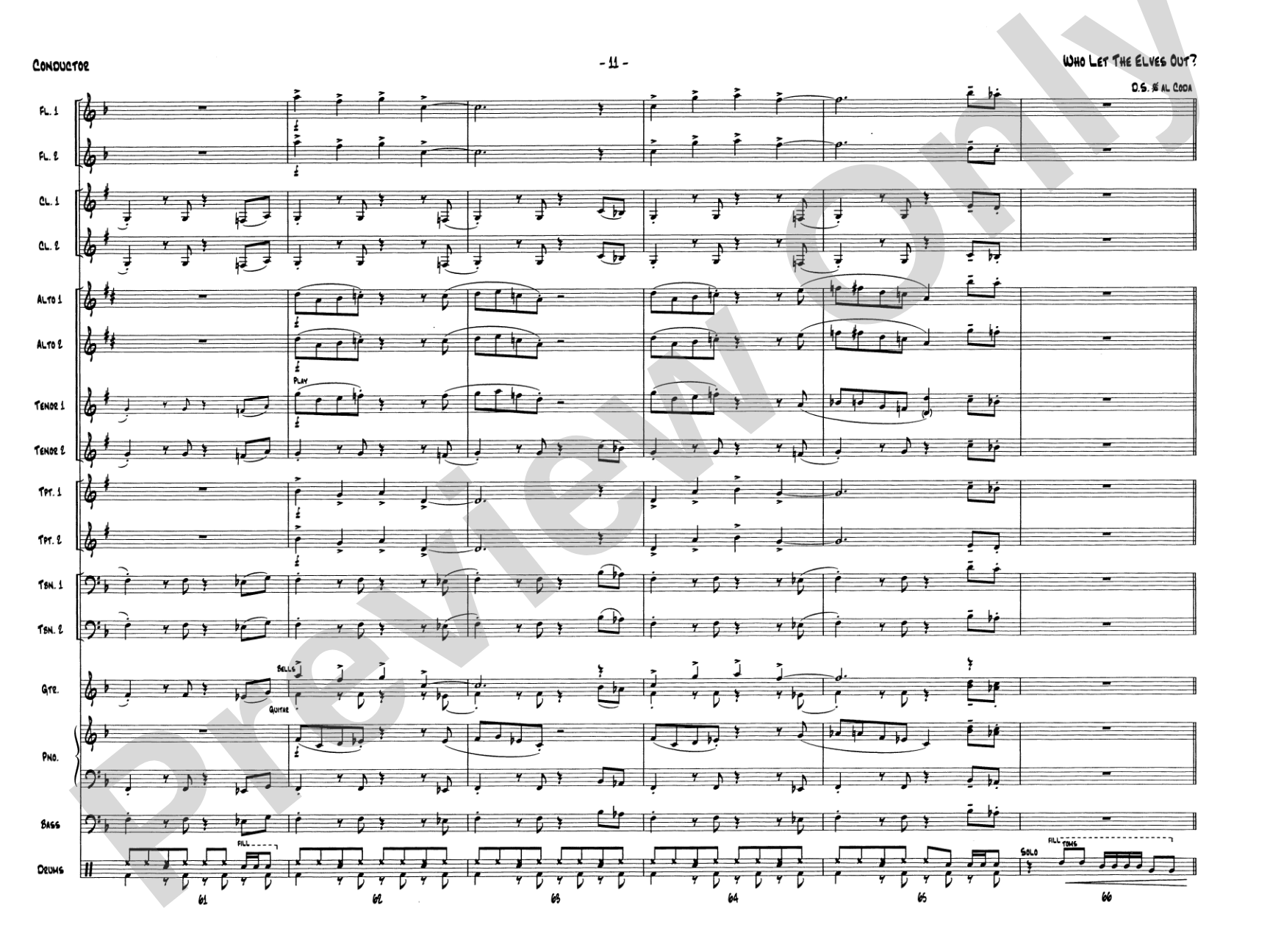 Who Let the Elves Out?: Jazz Ensemble Conductor Score & Parts