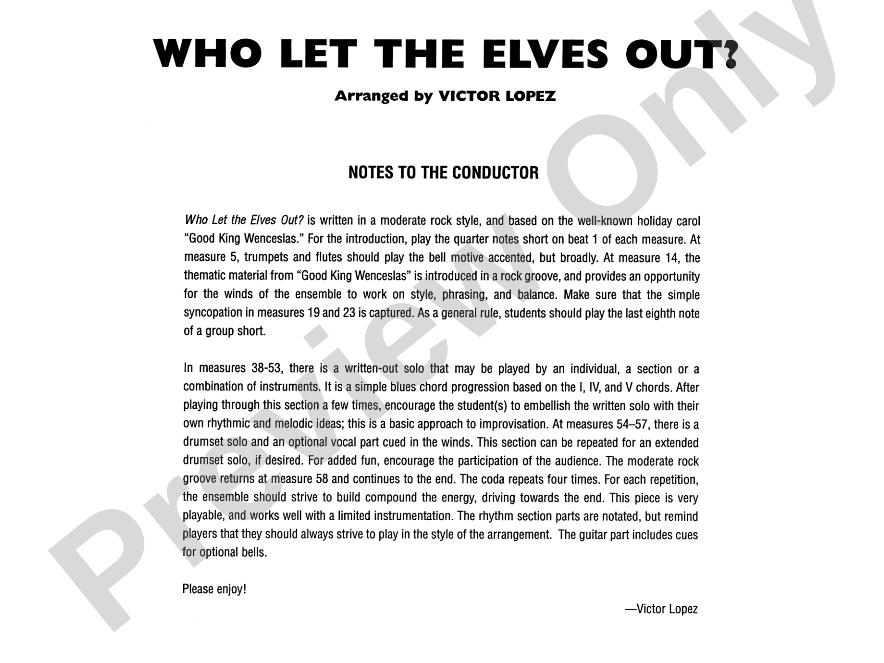 Who Let the Elves Out?: Jazz Ensemble Conductor Score & Parts