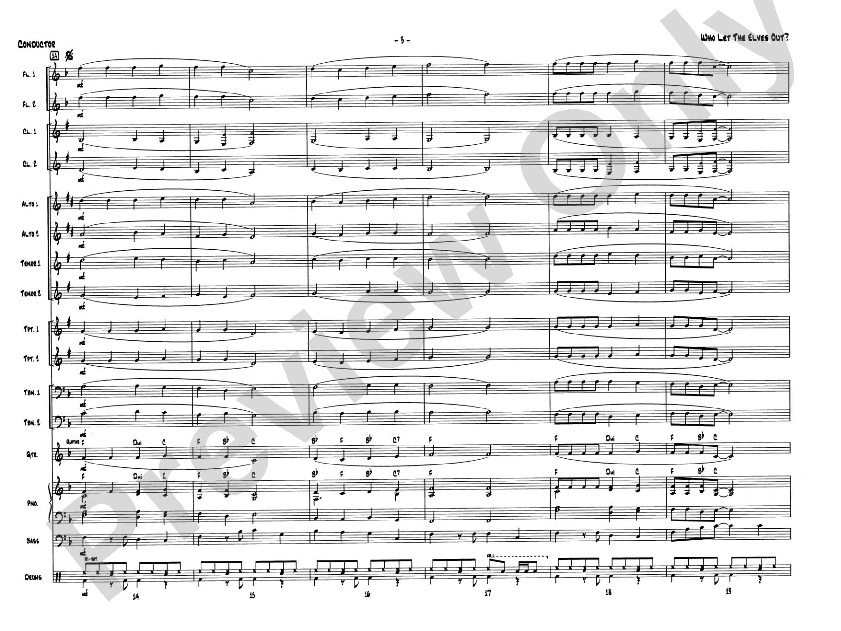 Who Let the Elves Out?: Jazz Ensemble Conductor Score & Parts