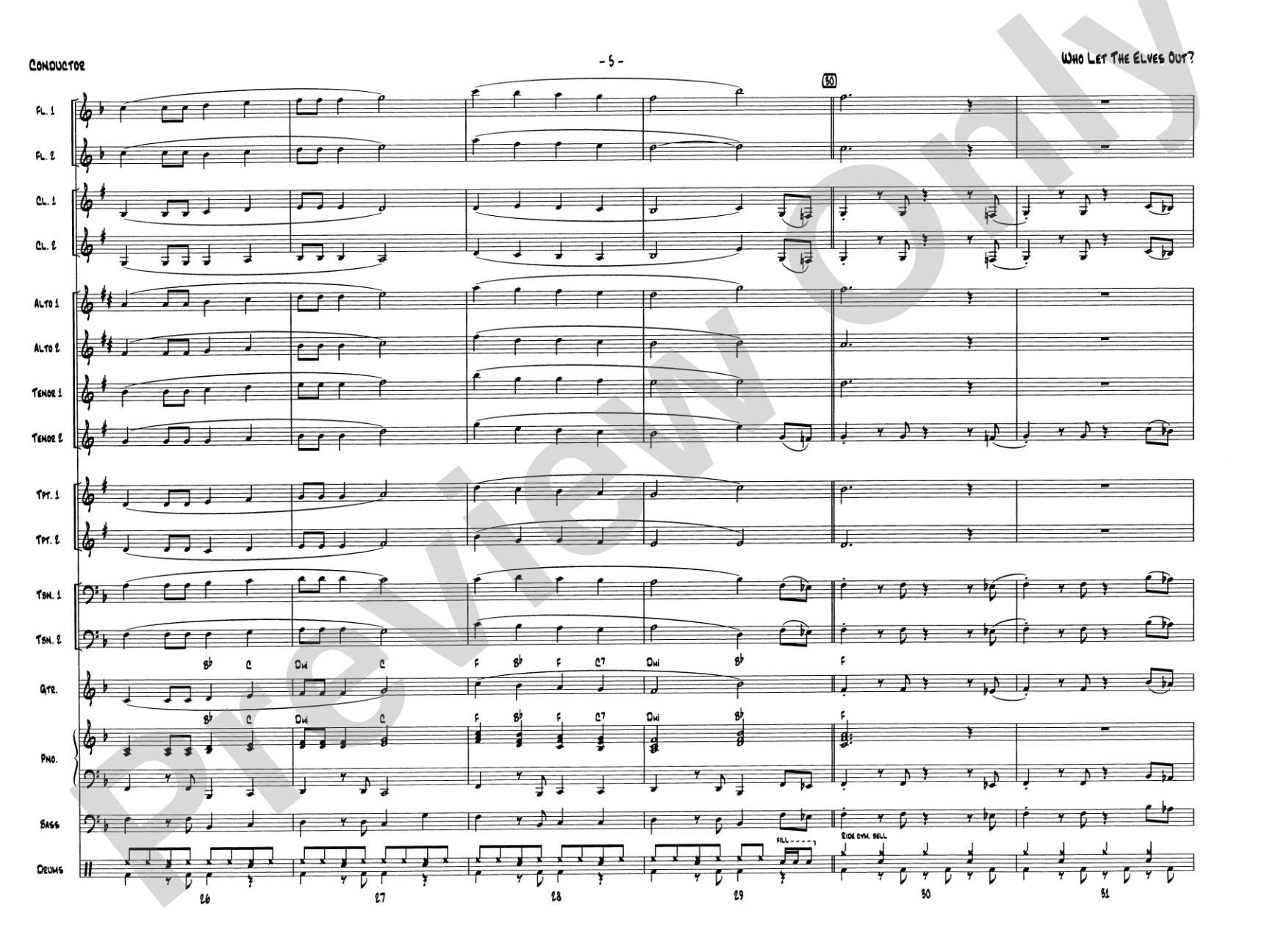 Who Let the Elves Out?: Jazz Ensemble Conductor Score & Parts