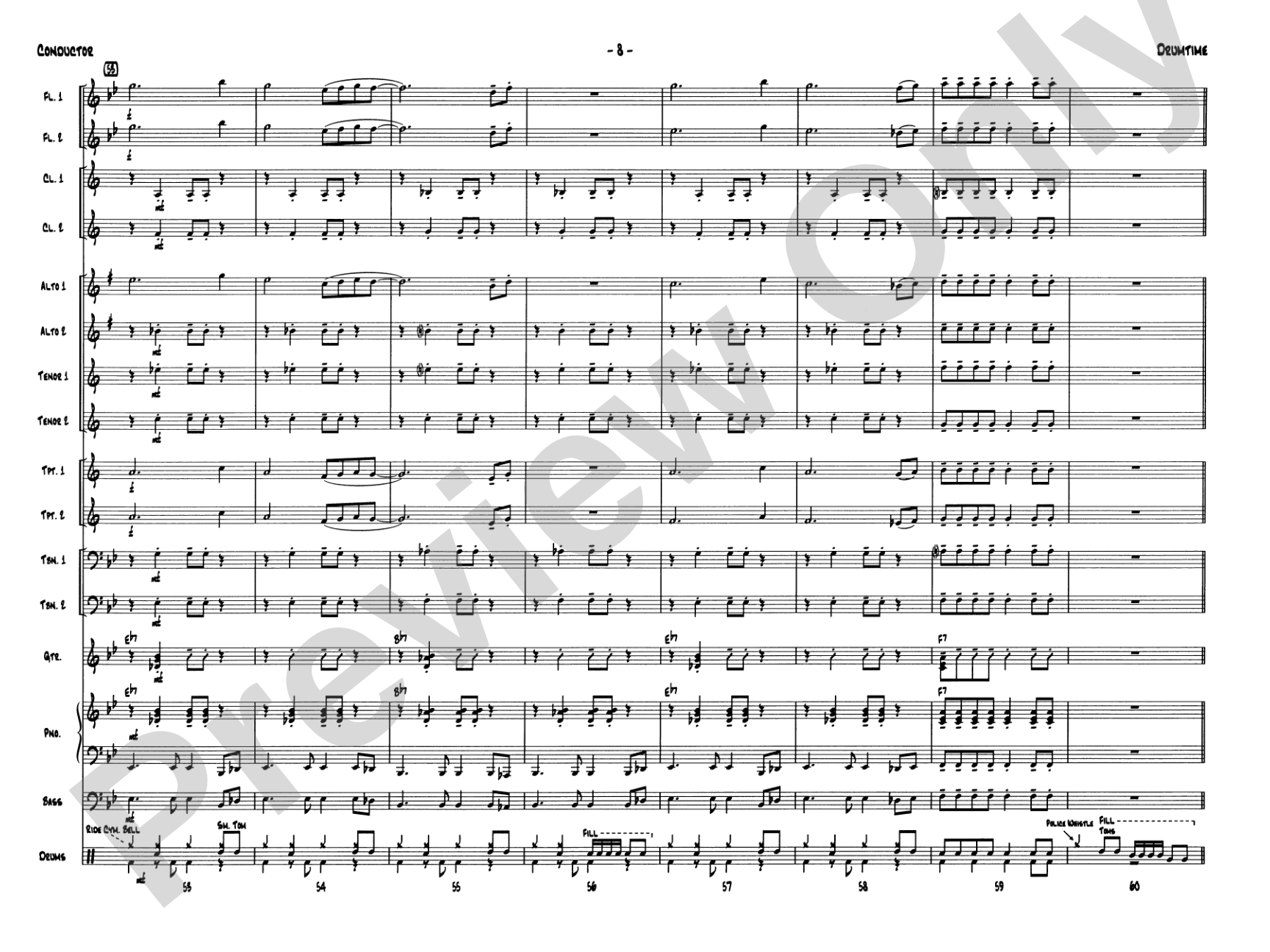Drumtime: Jazz Ensemble Conductor Score & Parts