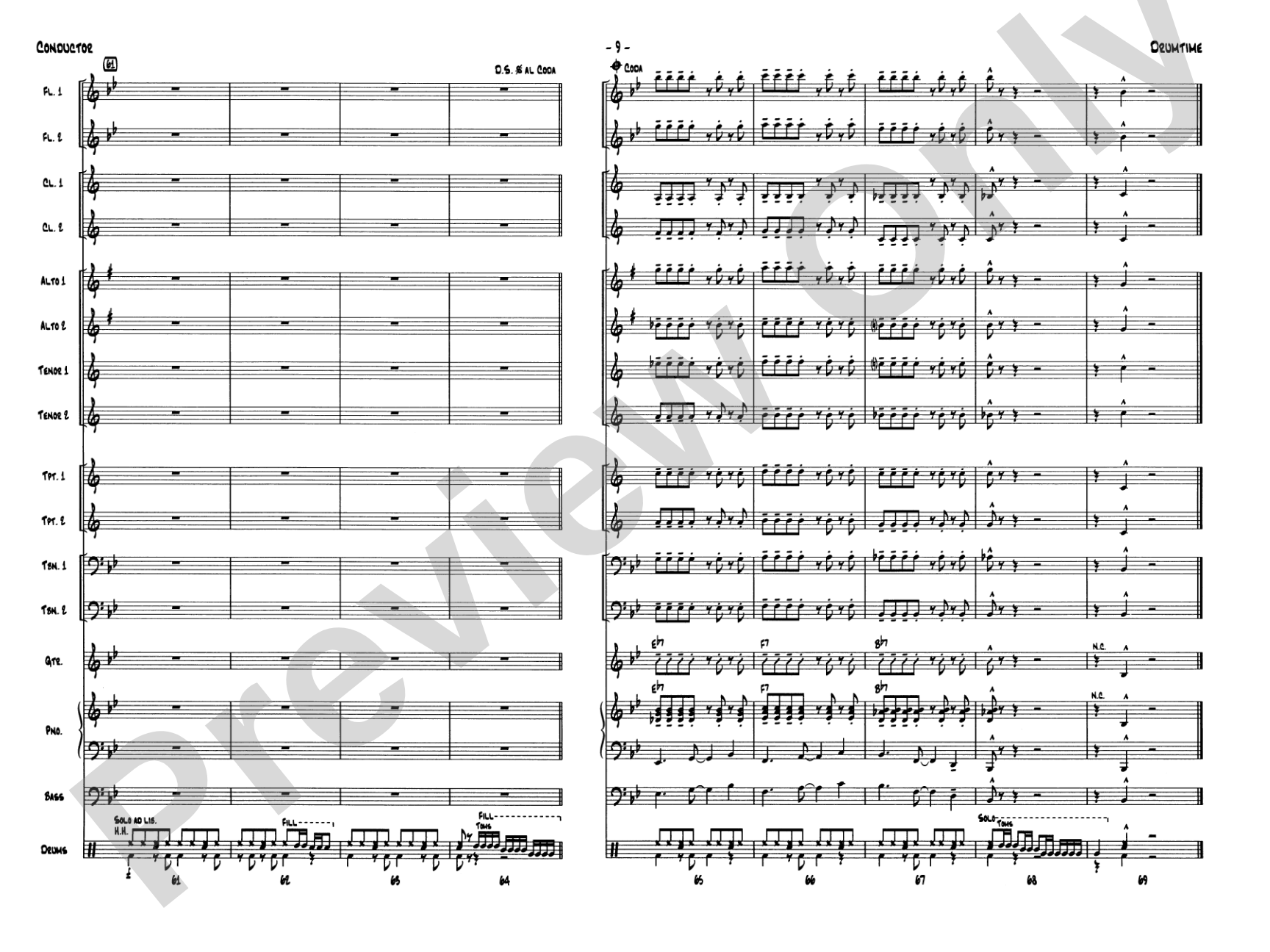 Drumtime: Jazz Ensemble Conductor Score & Parts