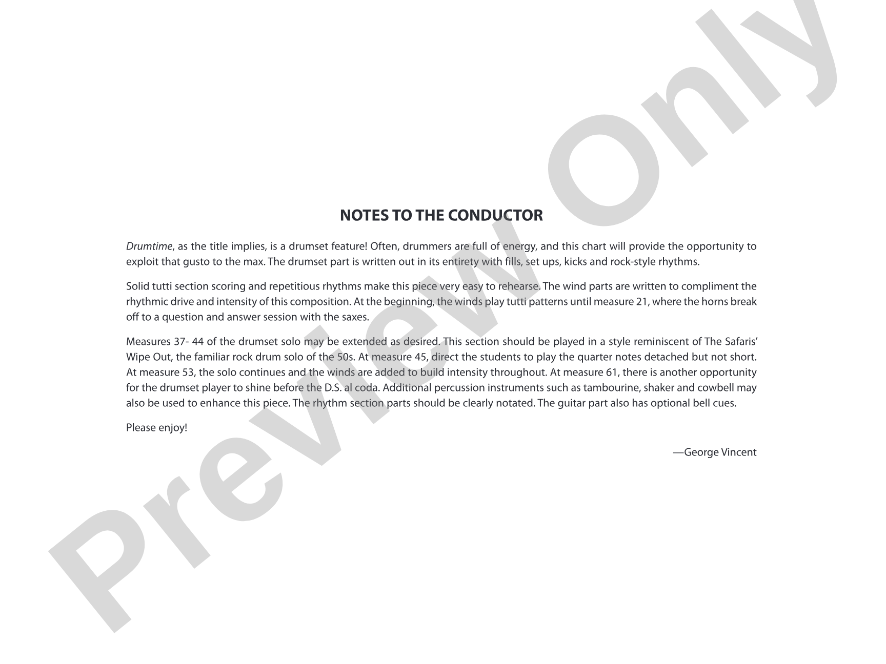 Drumtime: Jazz Ensemble Conductor Score & Parts