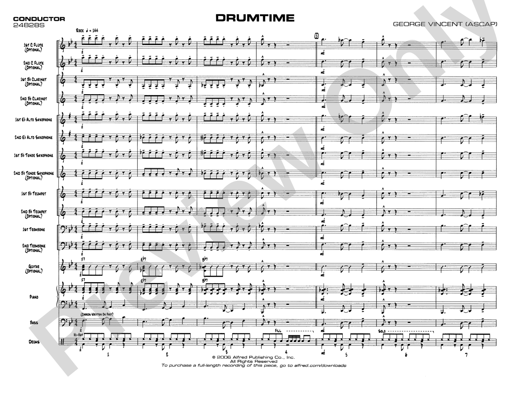 Drumtime: Jazz Ensemble Conductor Score & Parts
