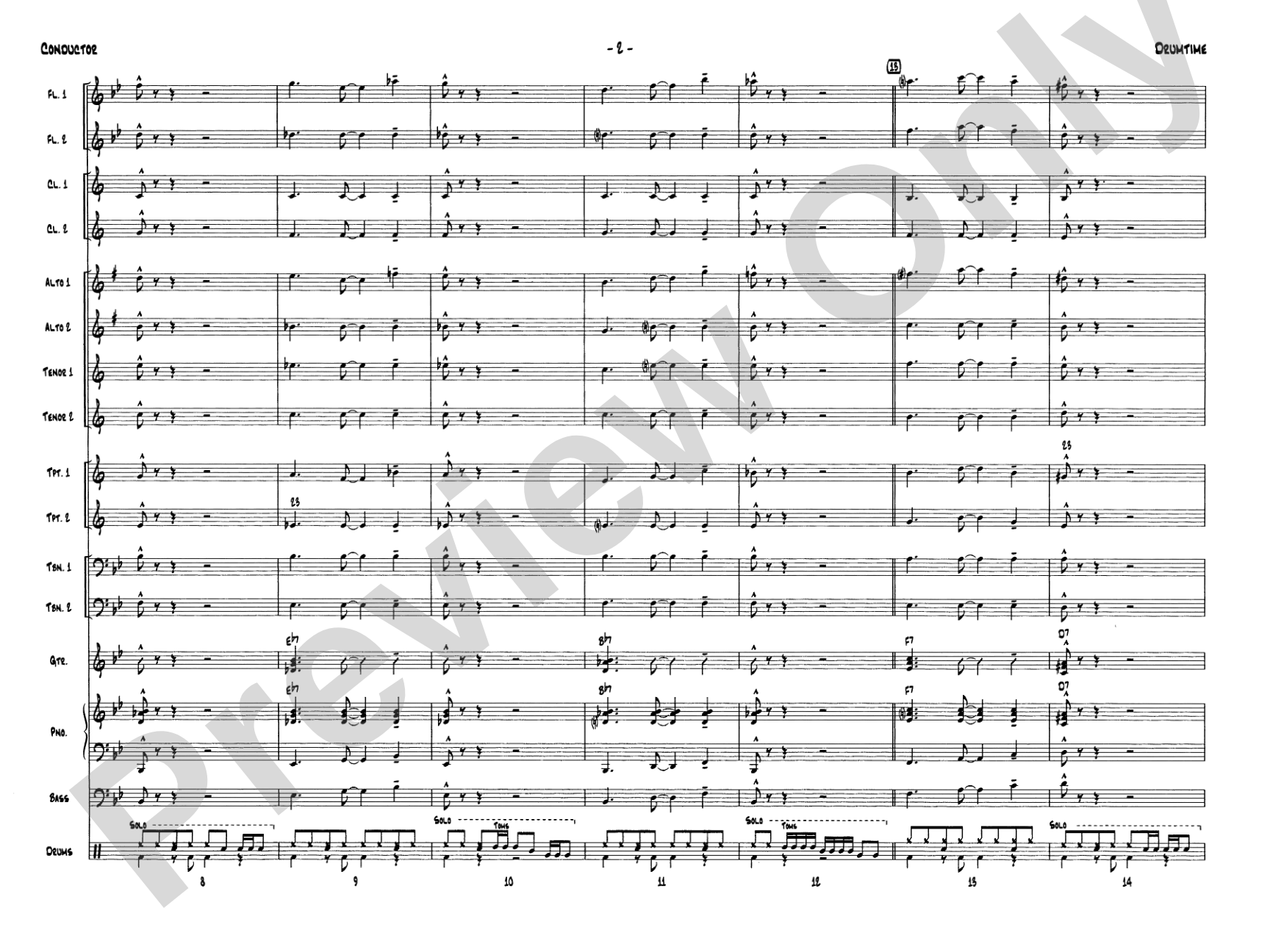 Drumtime: Jazz Ensemble Conductor Score & Parts