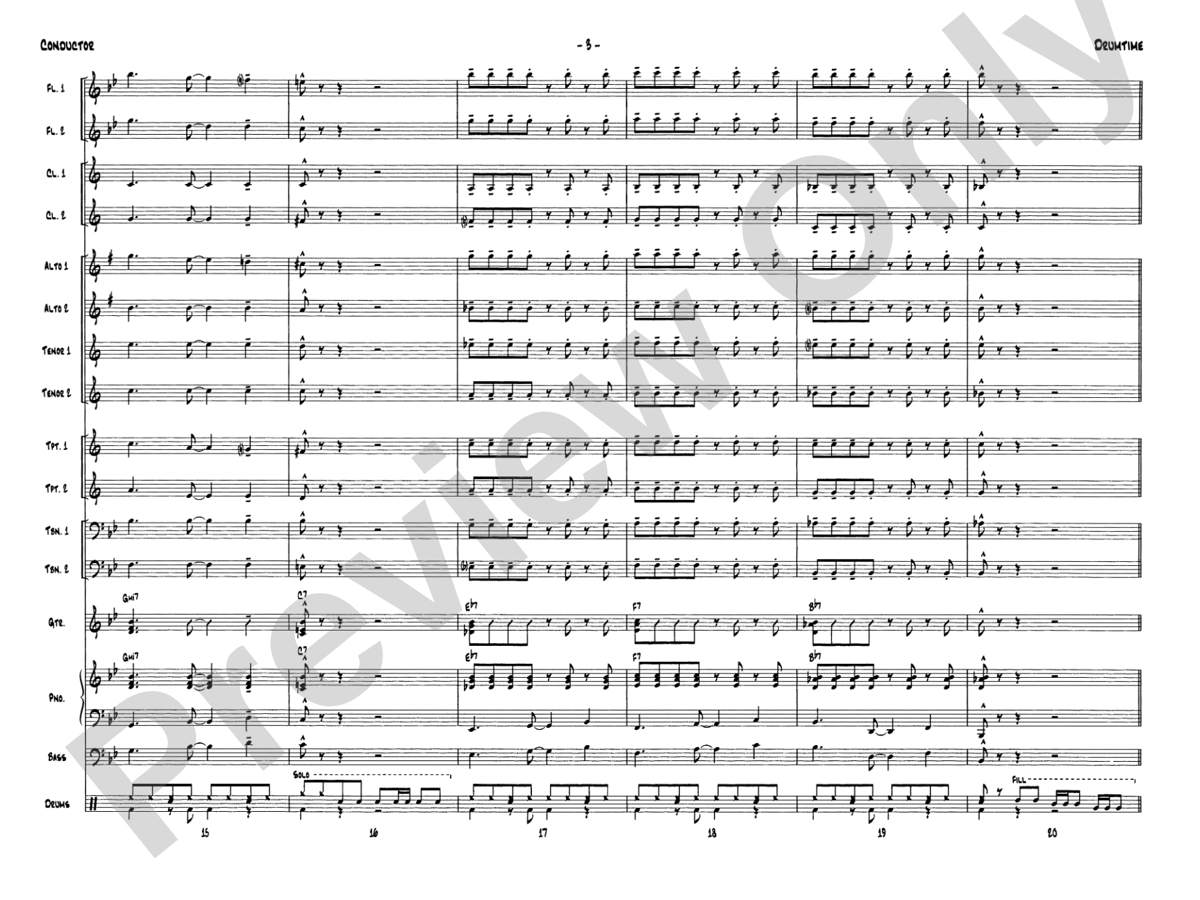Drumtime: Jazz Ensemble Conductor Score & Parts