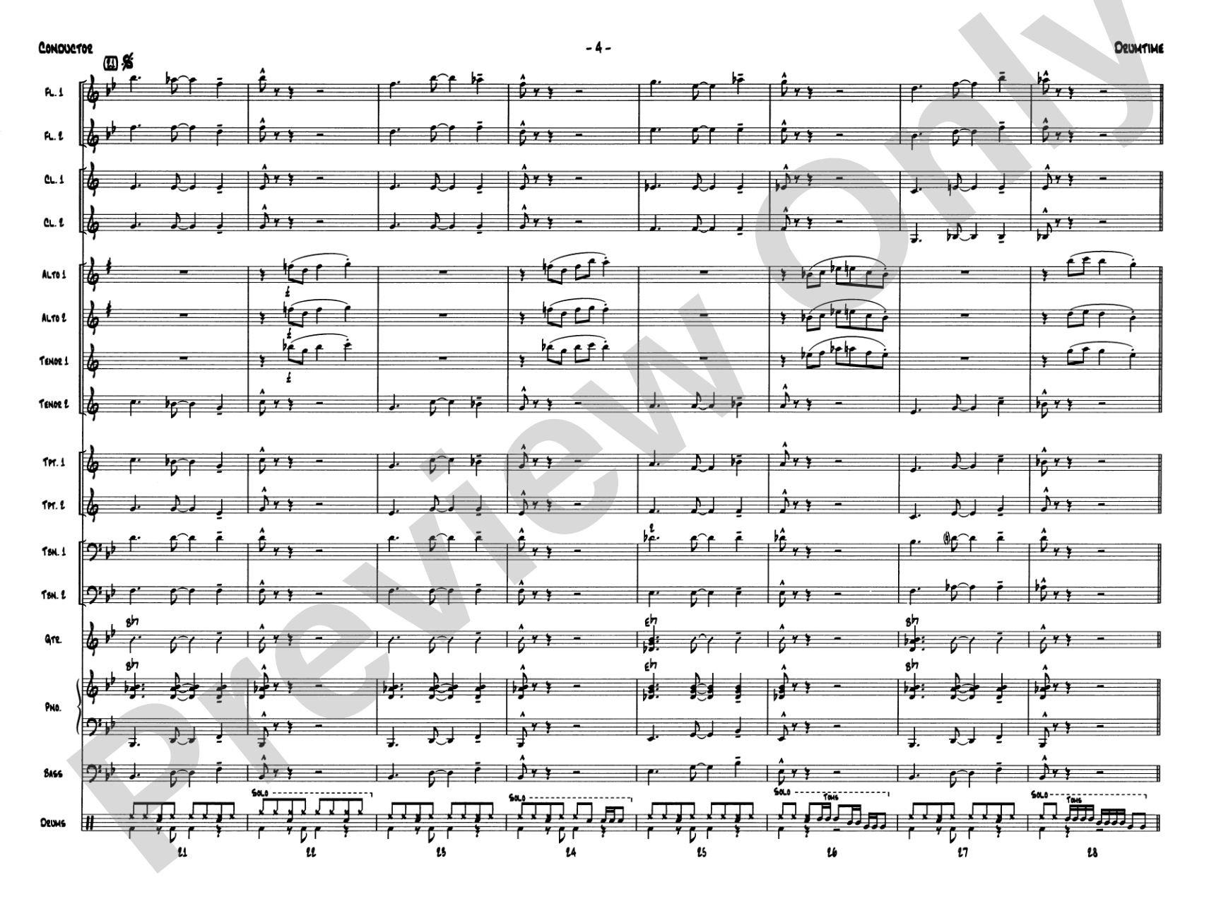 Drumtime: Jazz Ensemble Conductor Score & Parts