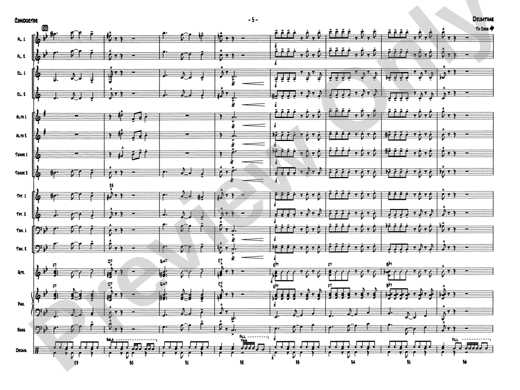 Drumtime: Jazz Ensemble Conductor Score & Parts