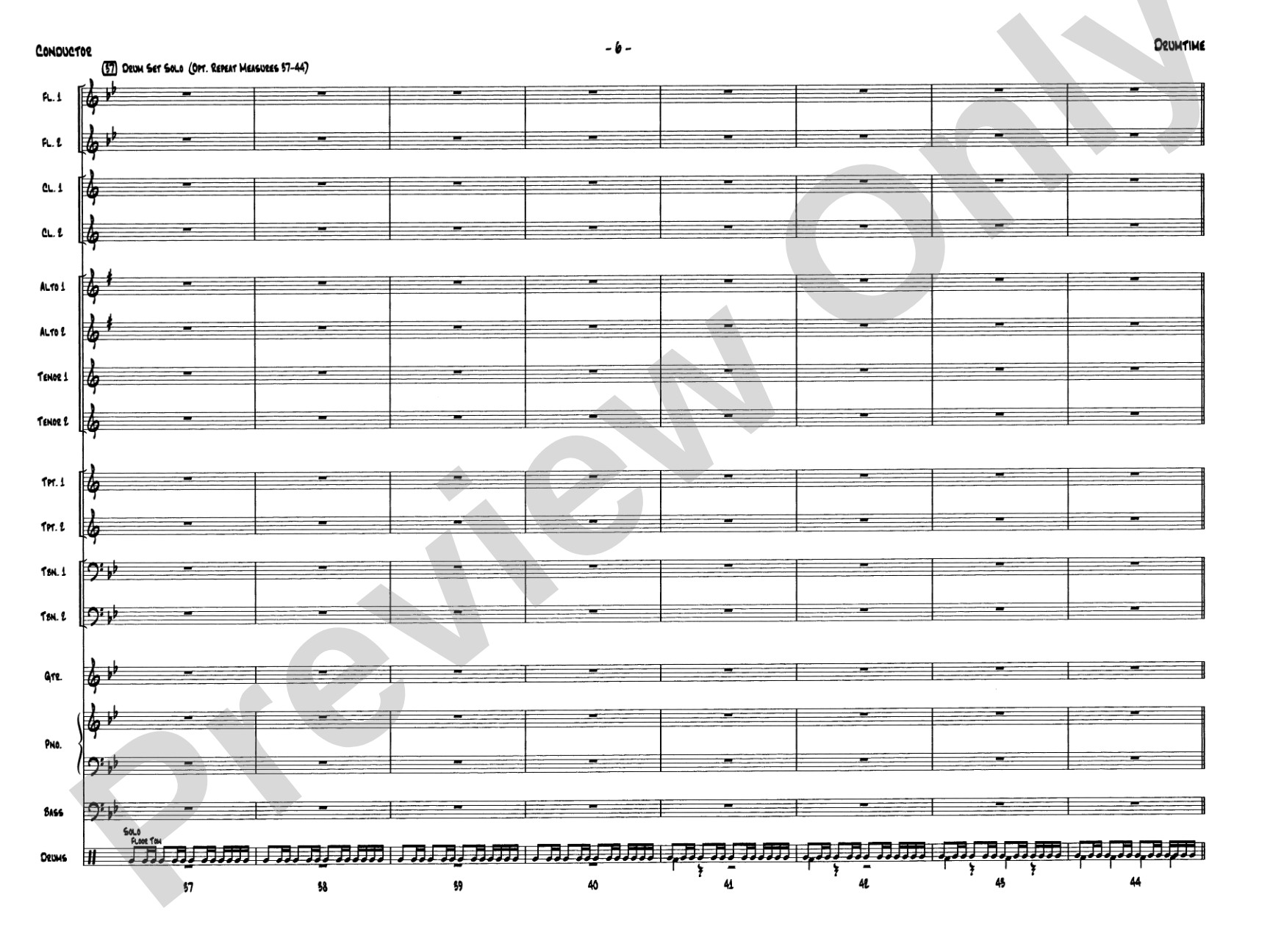 Drumtime: Jazz Ensemble Conductor Score & Parts