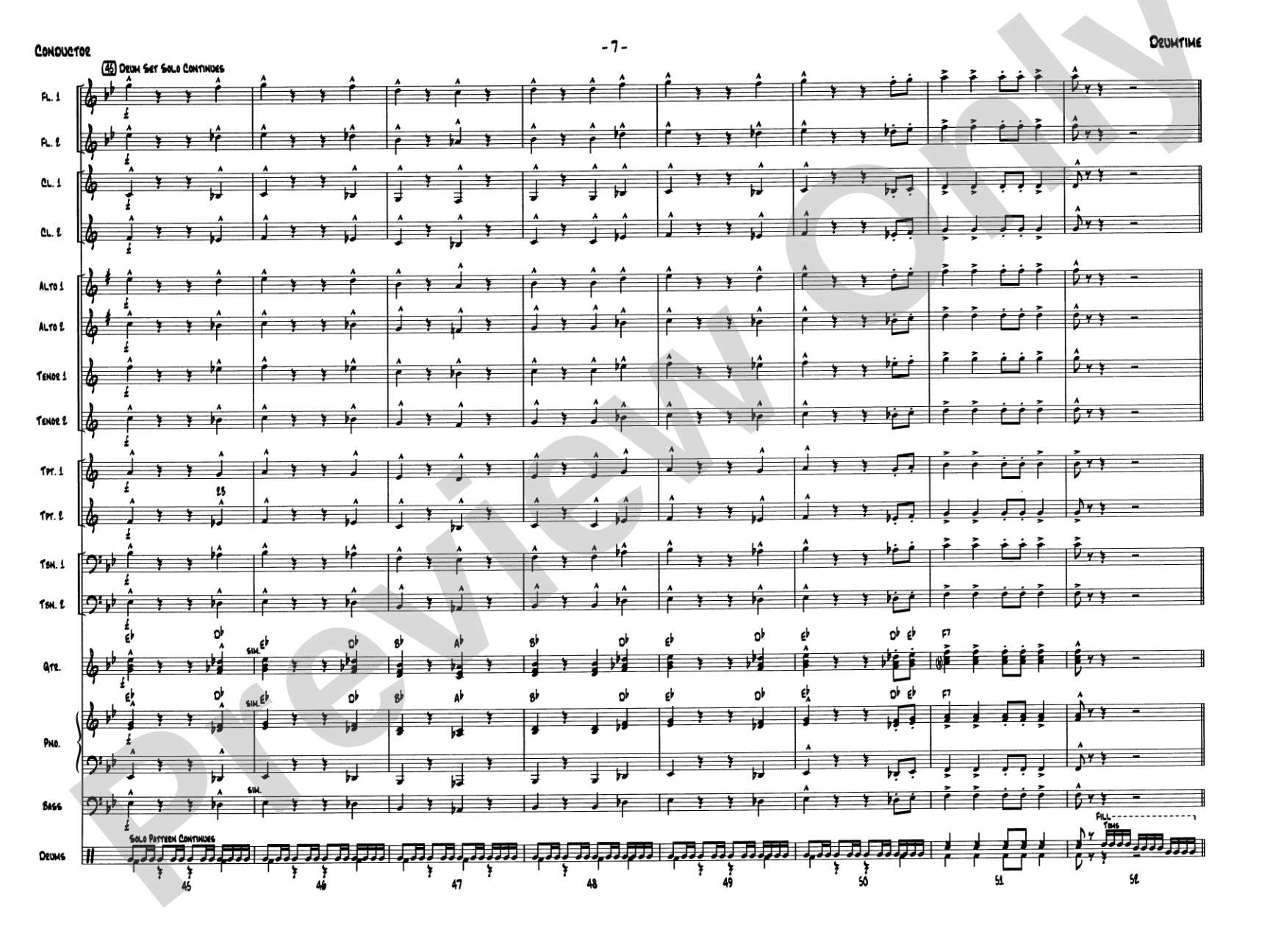 Drumtime: Jazz Ensemble Conductor Score & Parts