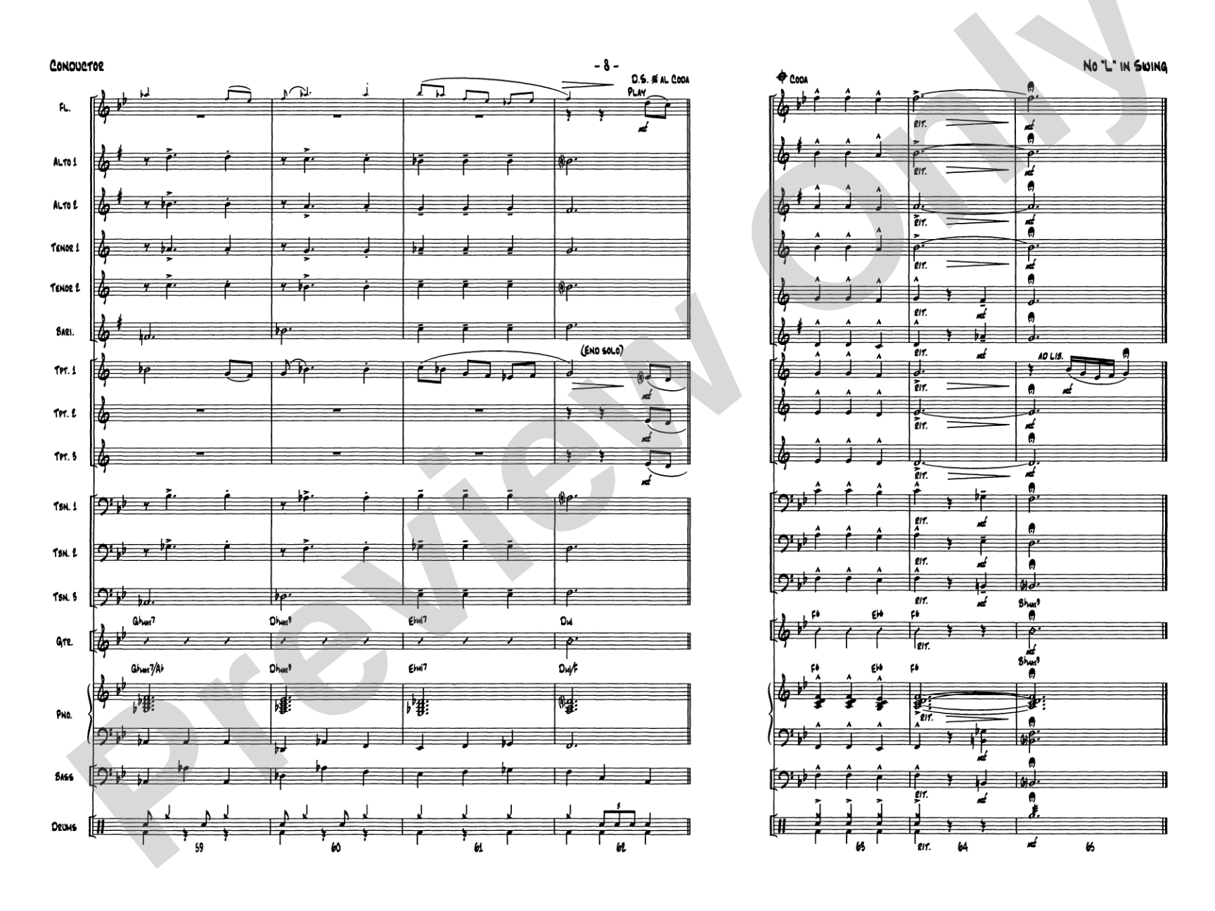 No "L" in Swing: Jazz Ensemble Conductor Score & Parts