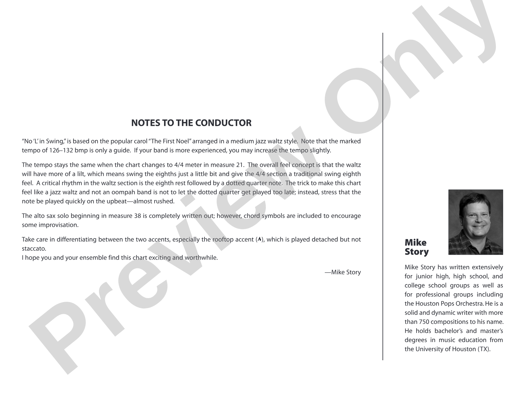 No "L" in Swing: Jazz Ensemble Conductor Score & Parts