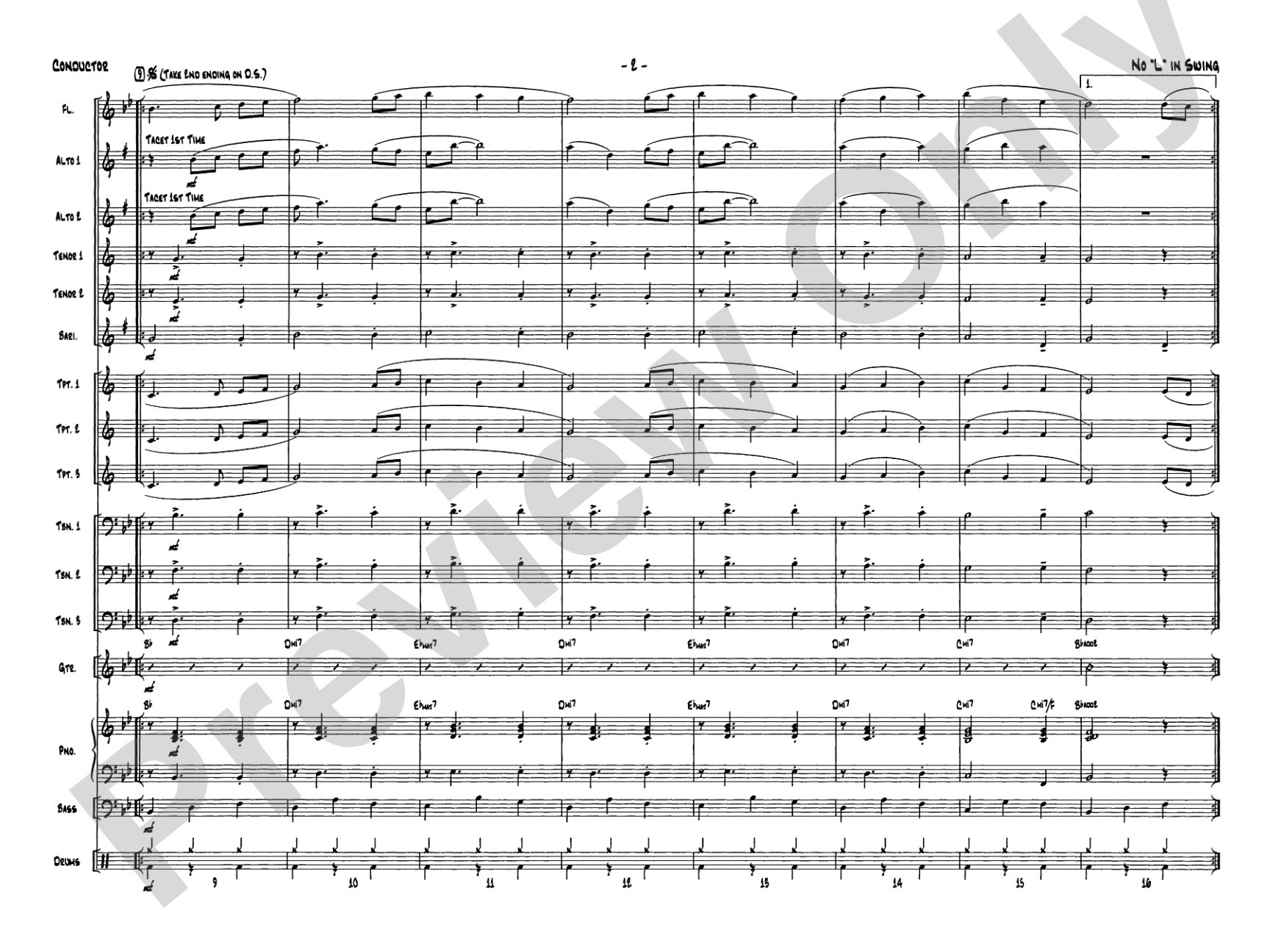 No "L" in Swing: Jazz Ensemble Conductor Score & Parts