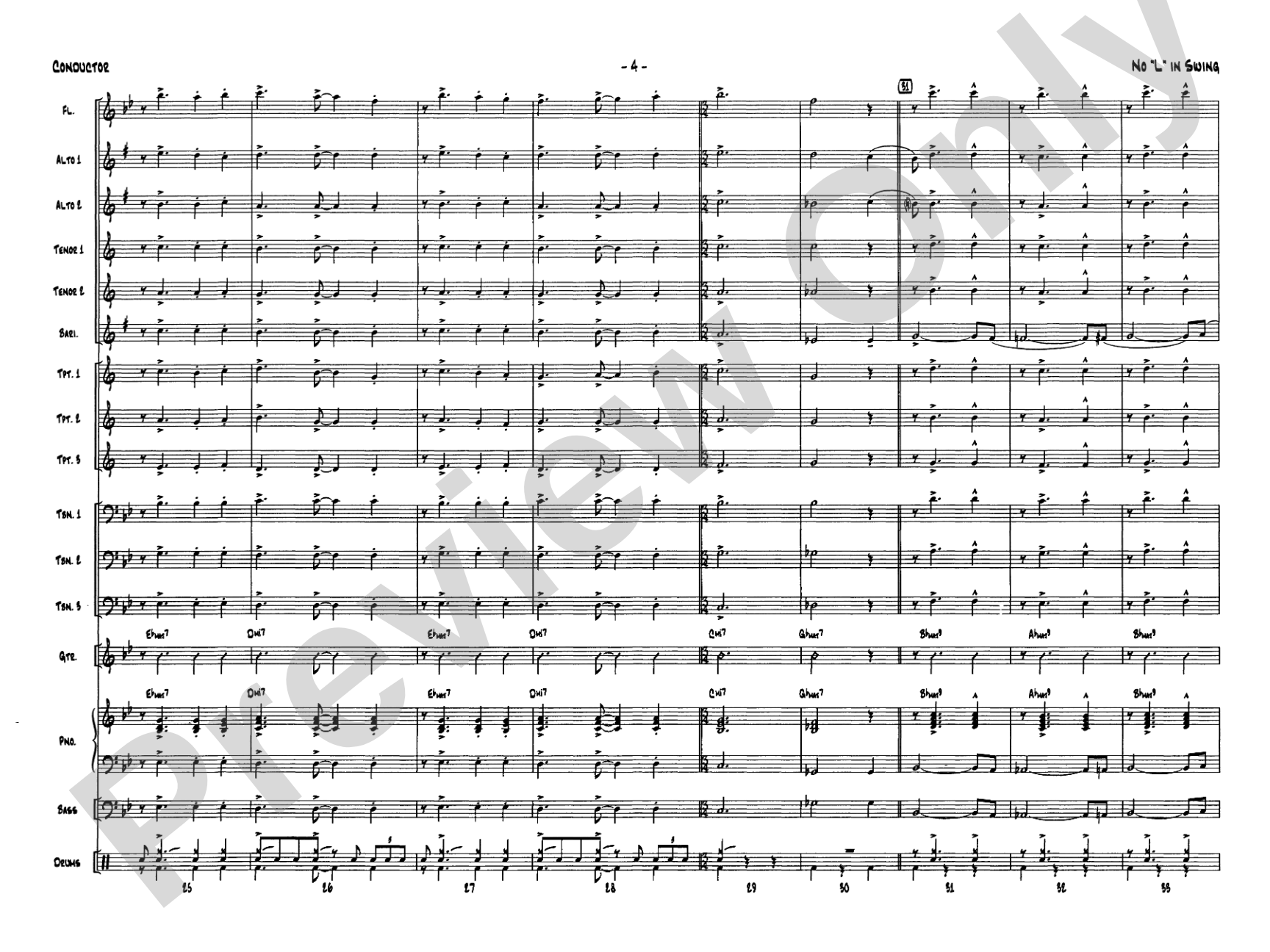 No "L" in Swing: Jazz Ensemble Conductor Score & Parts