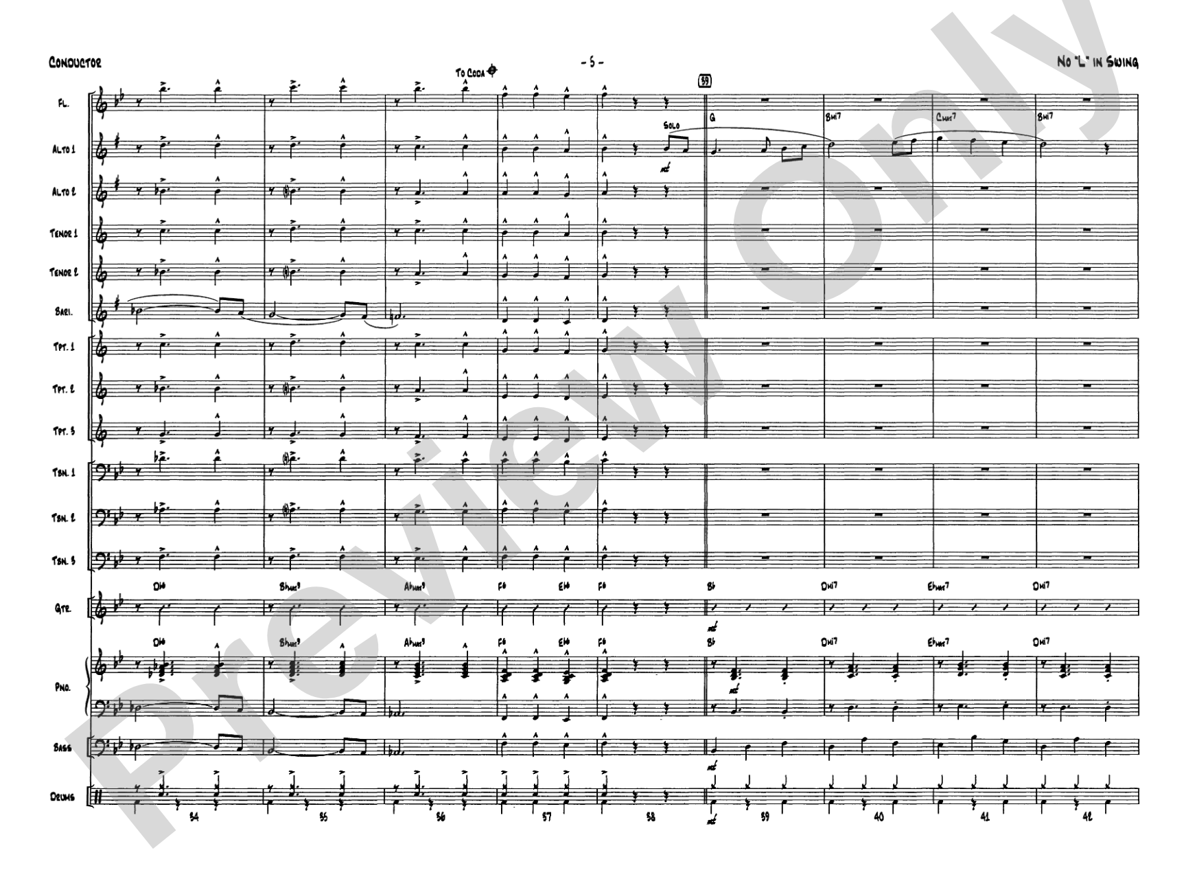 No "L" in Swing: Jazz Ensemble Conductor Score & Parts