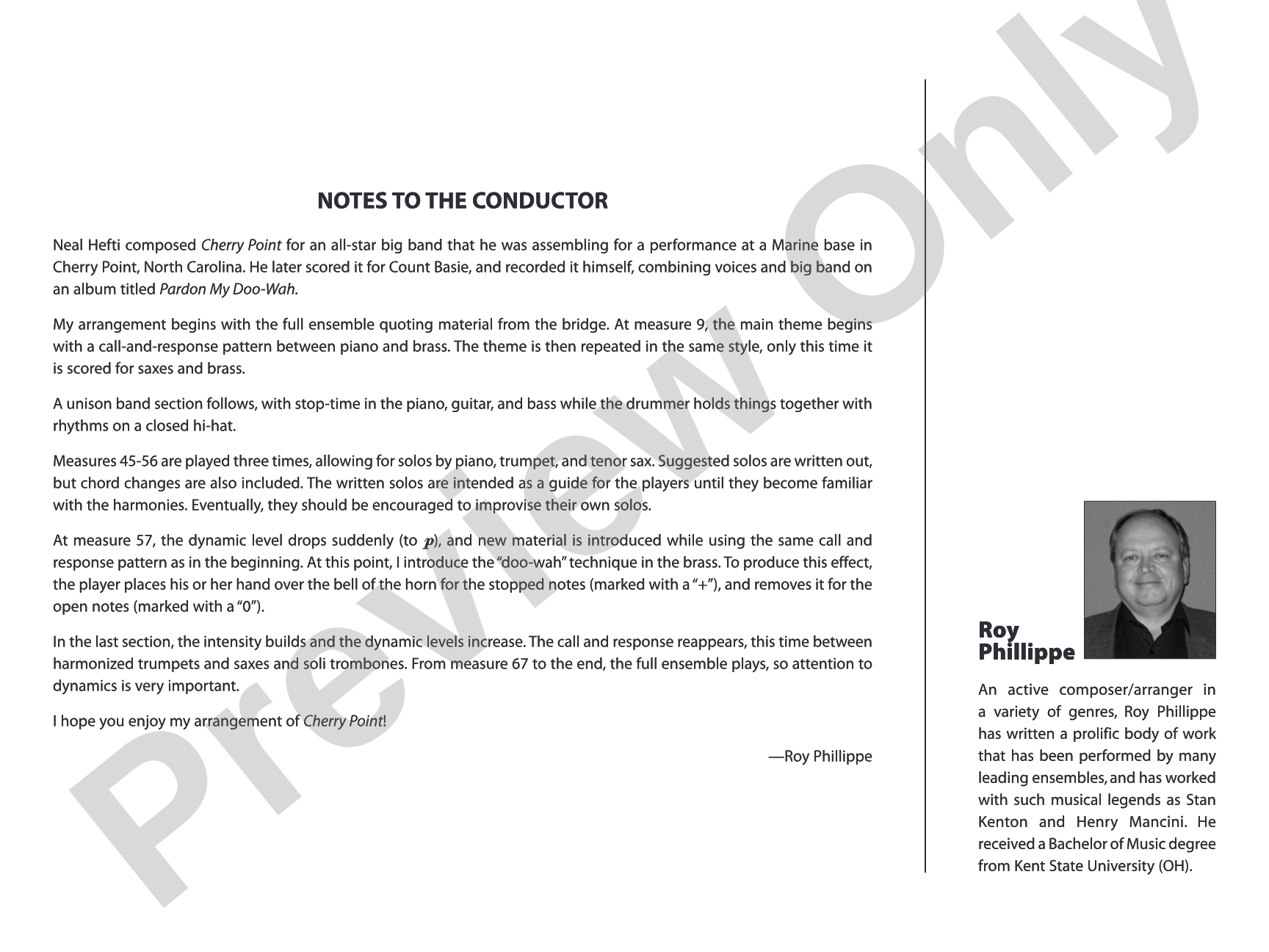 Cherry Point: Jazz Ensemble Conductor Score & Parts