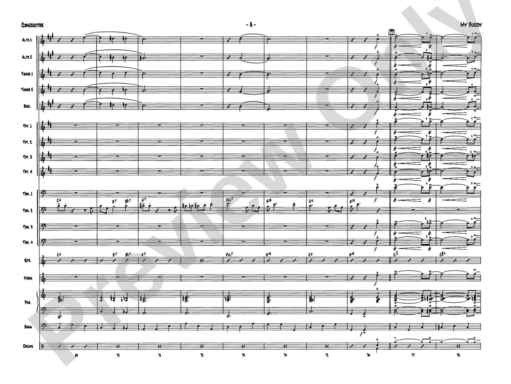 My Buddy: Jazz Ensemble Conductor Score & Parts